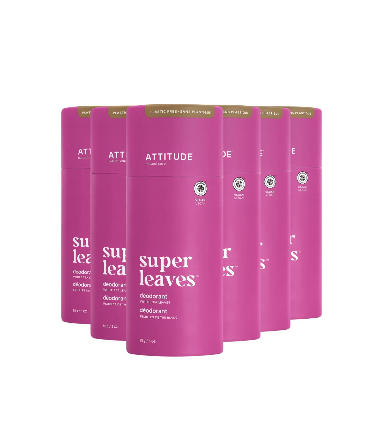 ATTITUDE Plastic-Free Deodorant EWG Verified Aluminum Free Vegan Naturally Sourced Body Deodorants for Women & Men Dermatologically Tested White Tea Leaves 3 Ounces (Pack of 6) White tea leaves 3 Ounce (Pack of 6) - Buy Online on GoSupps.com