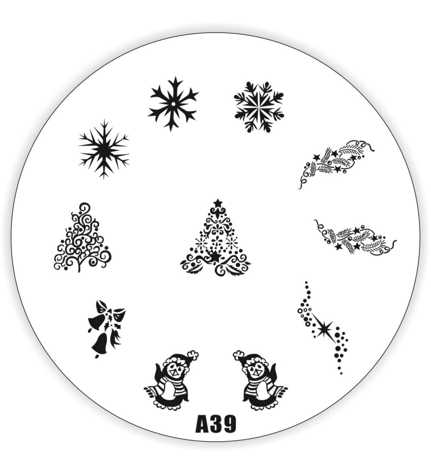 Stamping stencil A39 Christmas XMAS with ice crystals bells etc.