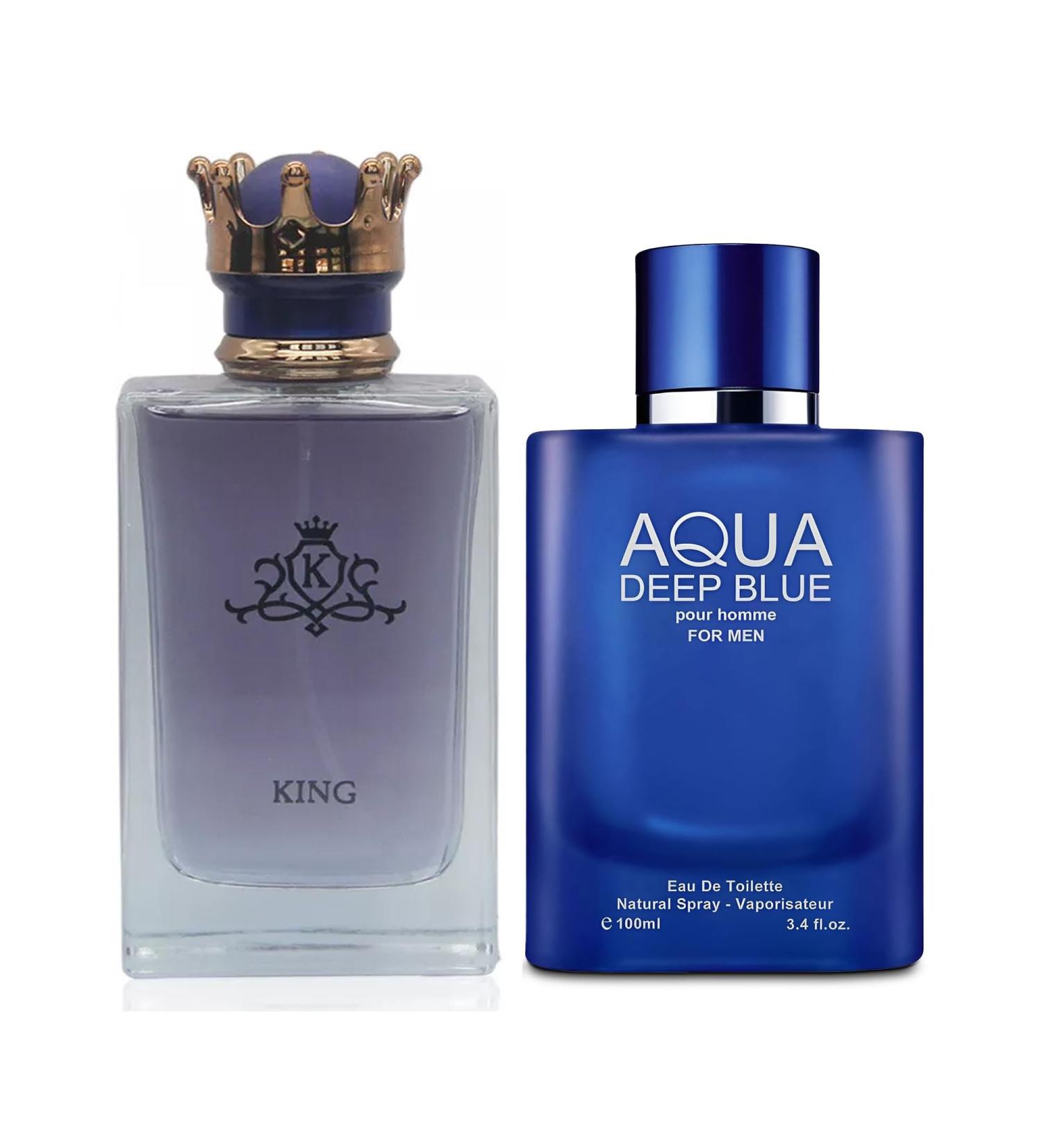 King&Aqua Deep Blue Men Cologne Set Eau De Parfum Spray For Men Fruity Notes Enriched By A Strong Woody Based Fragance Ideal for Day Wear - 3.4 Fl Oz - Buy Online on GoSupps.com