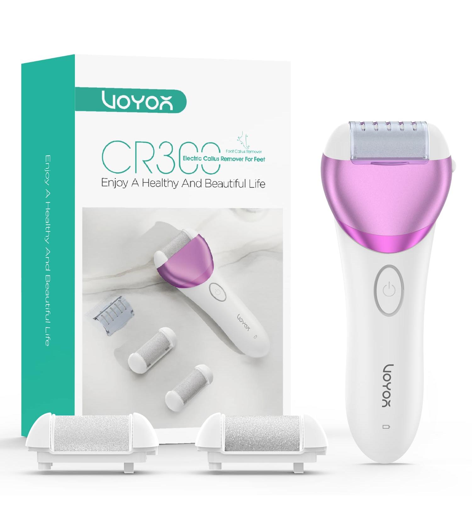 VOYOR Electric Foot File Hard Skin Remover Foot Rechargeable Callus Remover for Feet Pedicure Tools Foot Care for Dead Skin Calluses with 3 Replacement Rollers Pedicure CR300 (Purple) - Buy Online on GoSupps.com