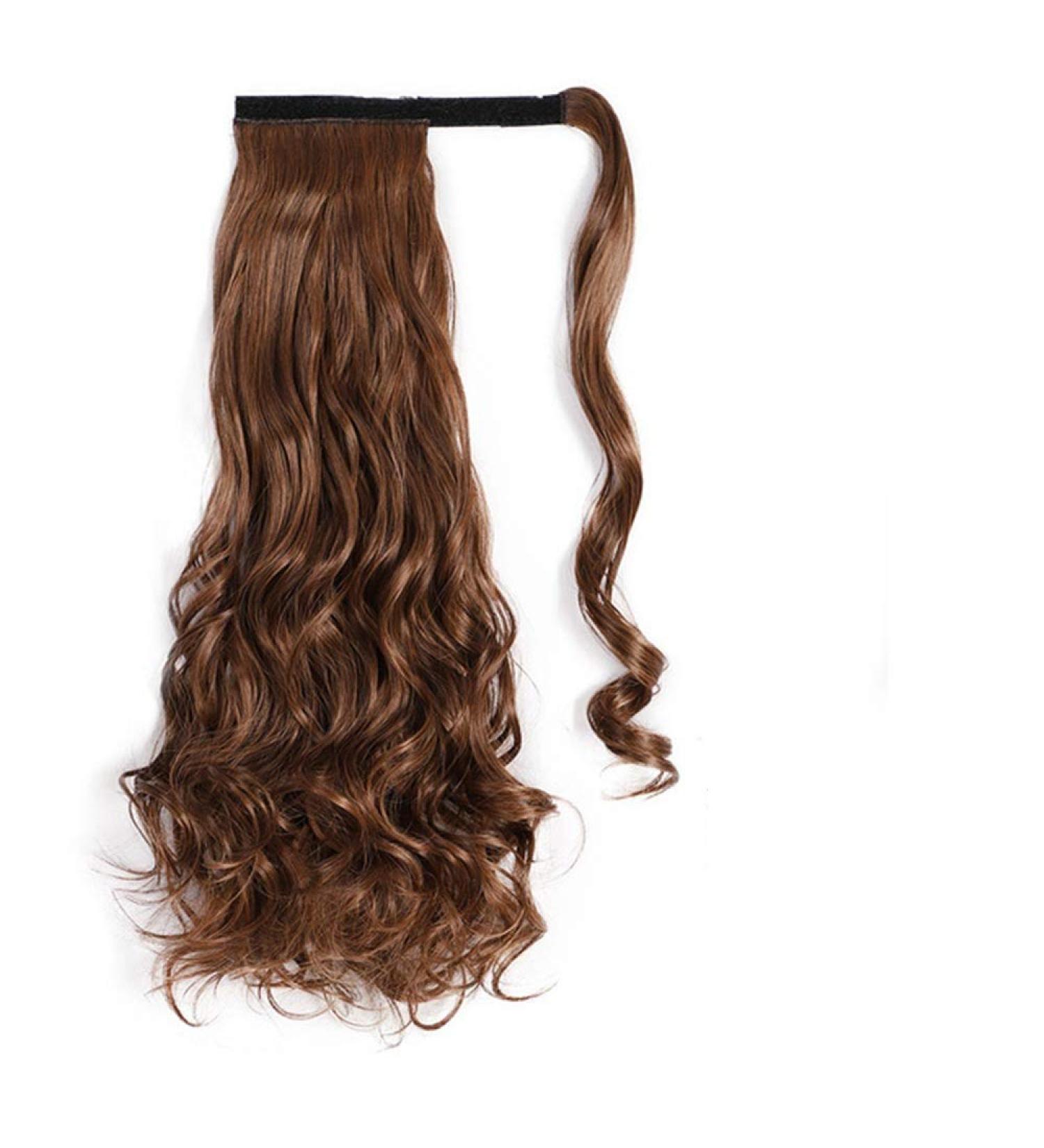 Vibrant 22'' Corn Wavy Long Ponytail Synthetic Wig | Clip-In Brown Hair Extension - Buy Online on GoSupps.com