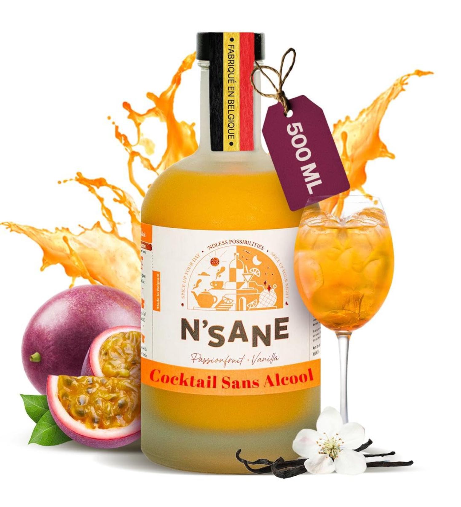 M lange pour cocktail N Sane Fruit de la Passion Vanille | Boisson sans alcool 500ml sans sucres ajout s | Base naturelle pour cocktails mocktails & boissons chaudes Punch aux fruits Vanille - Buy Online on GoSupps.com