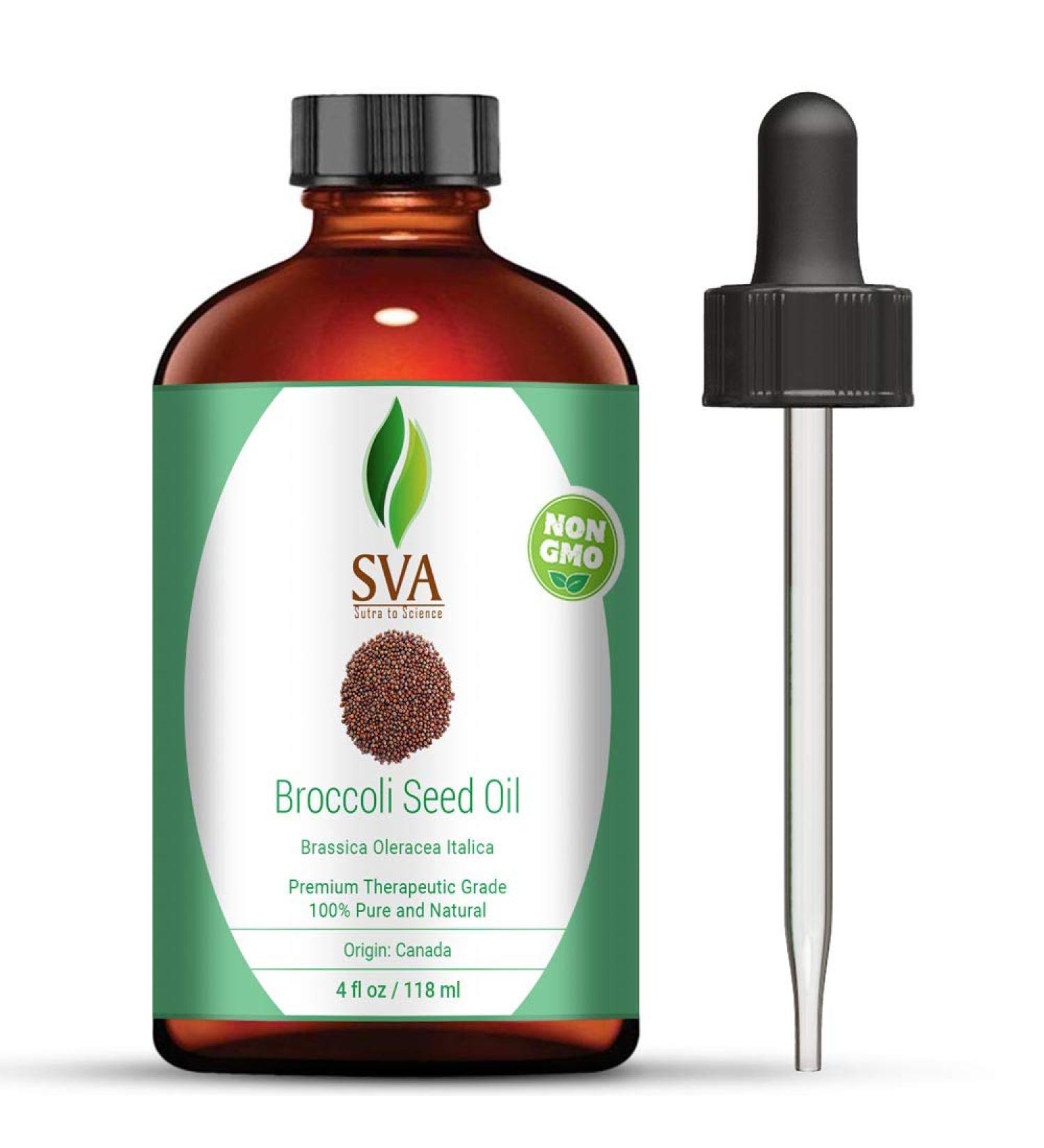 SVA Organics Broccoli Seed Oil 4 Oz - 100% Pure & Natural - Premium Therapeutic Grade for Skin, Hair, Aromatherapy - Buy Online on GoSupps.com