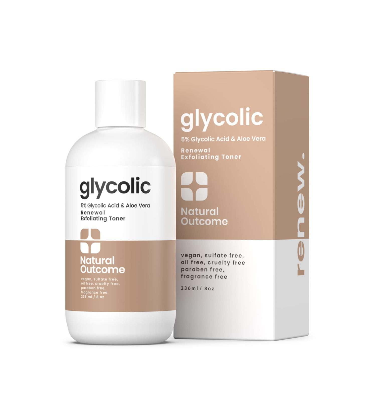 Glycolic Acid Toner 5% with Aloe Vera & Quinoa Extract - Anti-Aging, Gentle Exfoliating Toner for Face - 8 oz - Buy Online on GoSupps.com