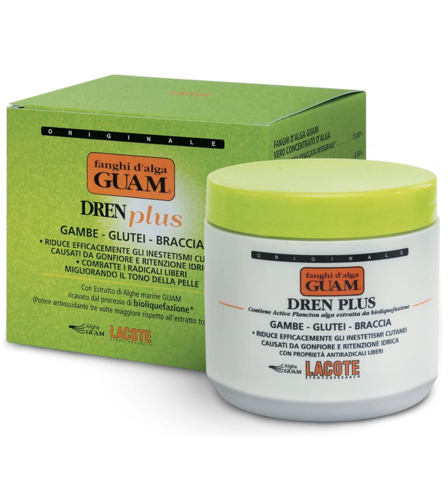 Guam DREN PLUS Seaweed Mud Body Wrap - Effective Lymphatic Drainage Treatment for Water Retention & Swelling | 500g Professional Beauty Solution - Buy Online on GoSupps.com