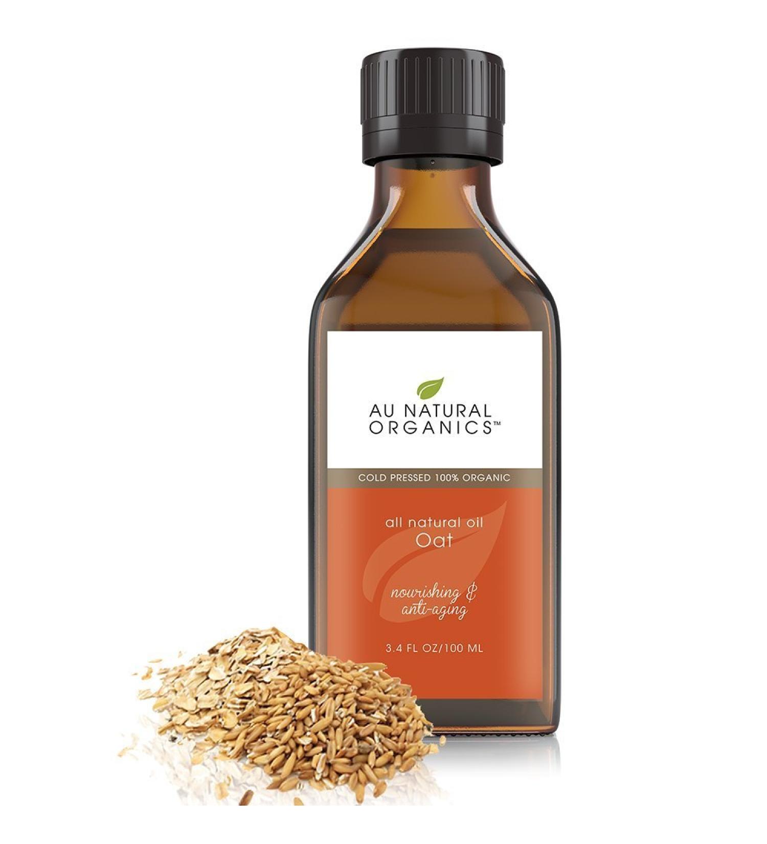 Organic Oat Oil by Au Natural Organics | Anti Aging Antioxidant Oil for Face, Body, Hair, Nails | Rich in Saponins, Vitamin E, Omega-3 & Omega-6 | 3.4 Fl Oz - Buy Online on GoSupps.com