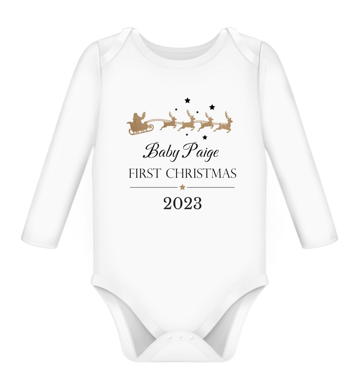 Personalized Baby's First Christmas Gift - My 1st Xmas Outfit - Newborn Long Sleeve Baby Grow for Boys and Girls 0-3 Months - Buy Online on GoSupps.com