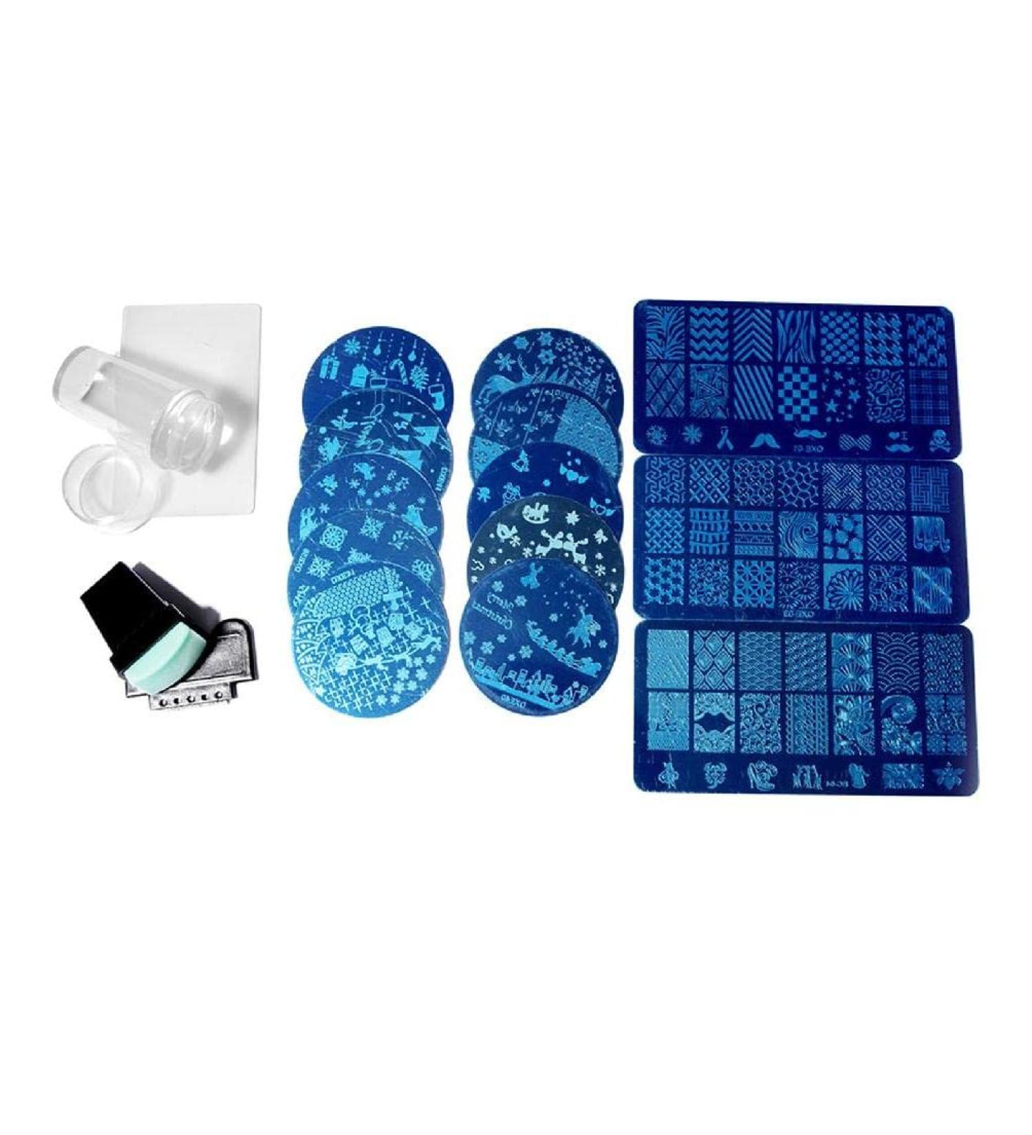 Unbent 13-Piece Nail Stamp Set | Nail Art Image Plates & Gelee Silicone Tool | International Shipping - Buy Online on GoSupps.com