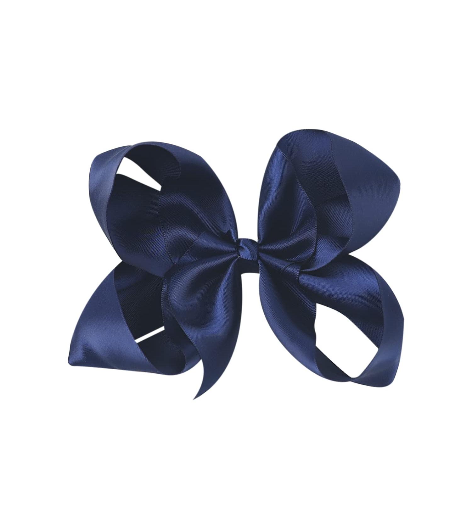 Navy Blue Satin Bow - 6 Inch Hair Accessory for Girls and Women - Buy Online on GoSupps.com