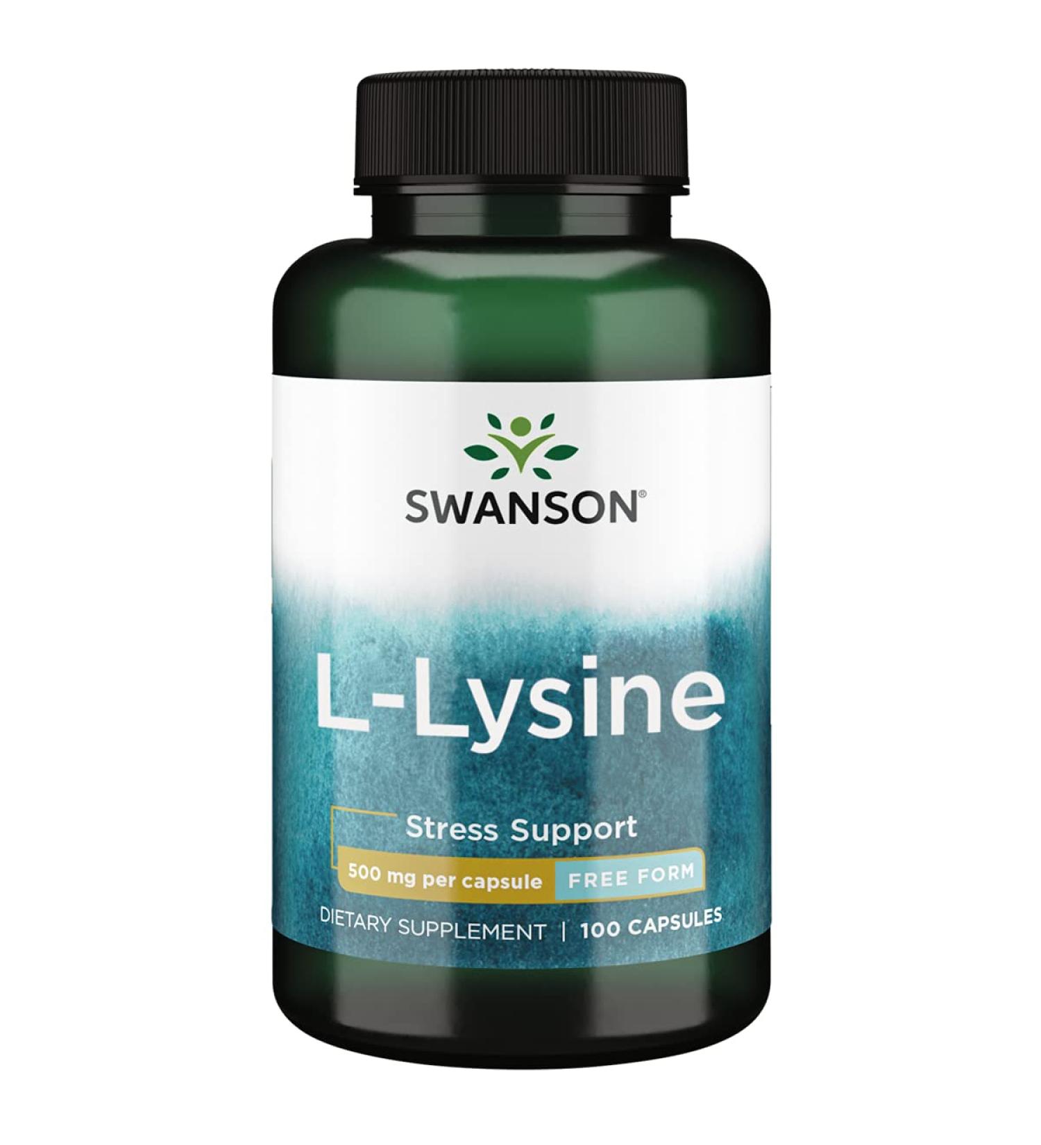 Swanson Amino Acid L-Lysine 500mg 100 Capsules - Free-Form, Essential for Immune Support - Buy Online on GoSupps.com