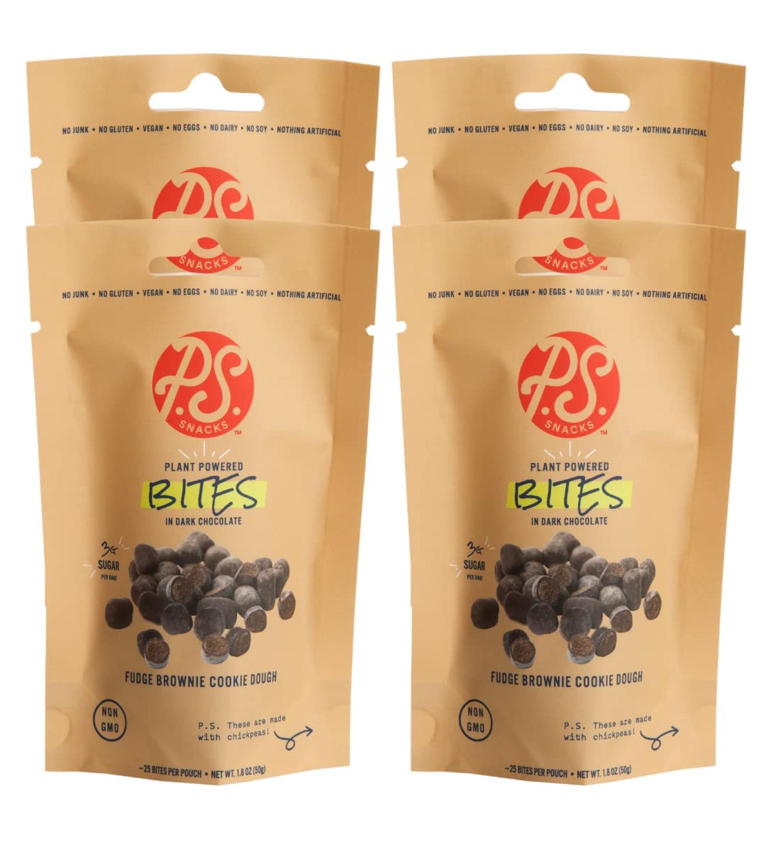Plant-Based Fudge Brownie Cookie Dough Bites (4 Pack) - Low Sugar, Gluten-Free, Dairy-Free, Healthy Snacks - Buy Online on GoSupps.com