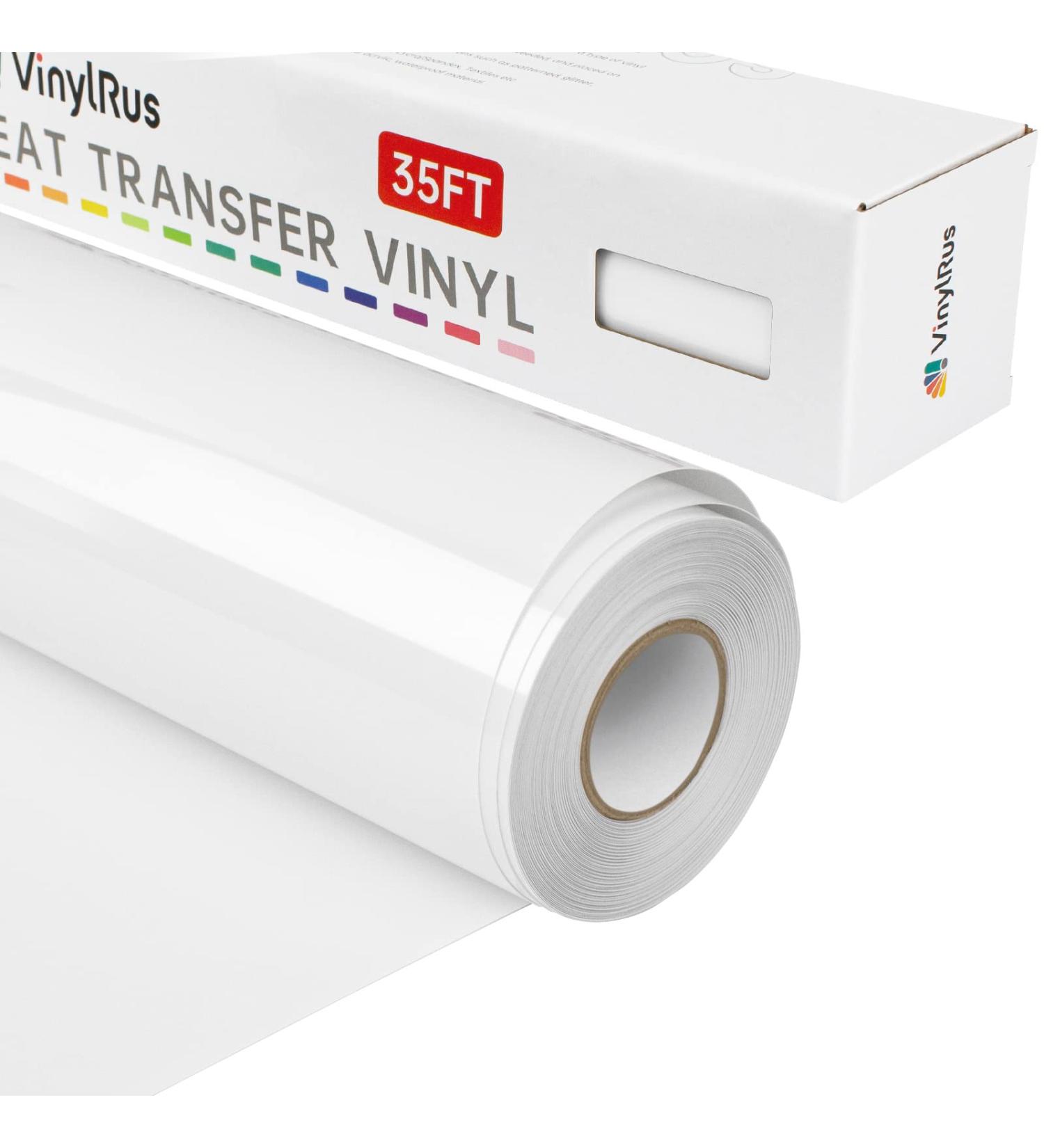 VinylRus White Heat Transfer Vinyl Roll - 12 x 35ft for Silhouette Cameo & Cricut - Buy Online on GoSupps.com