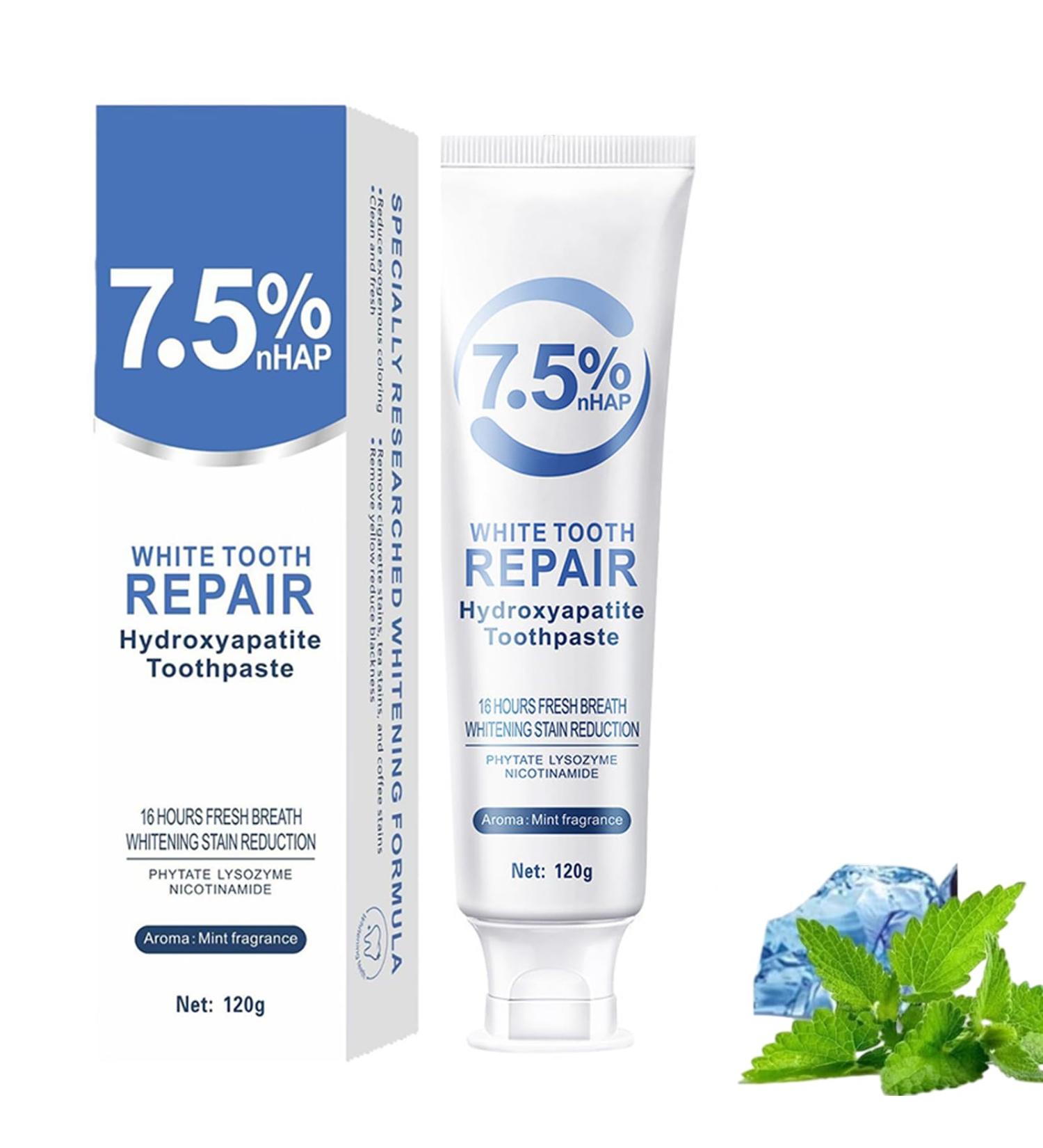 7.5% Hydroxyapatite Toothpaste Fluoride-Free Formula with Gentle Mint for Sensitive Teeth Cleans and Cares for Oral Health Promotes Freshens Breath. - Buy Online on GoSupps.com