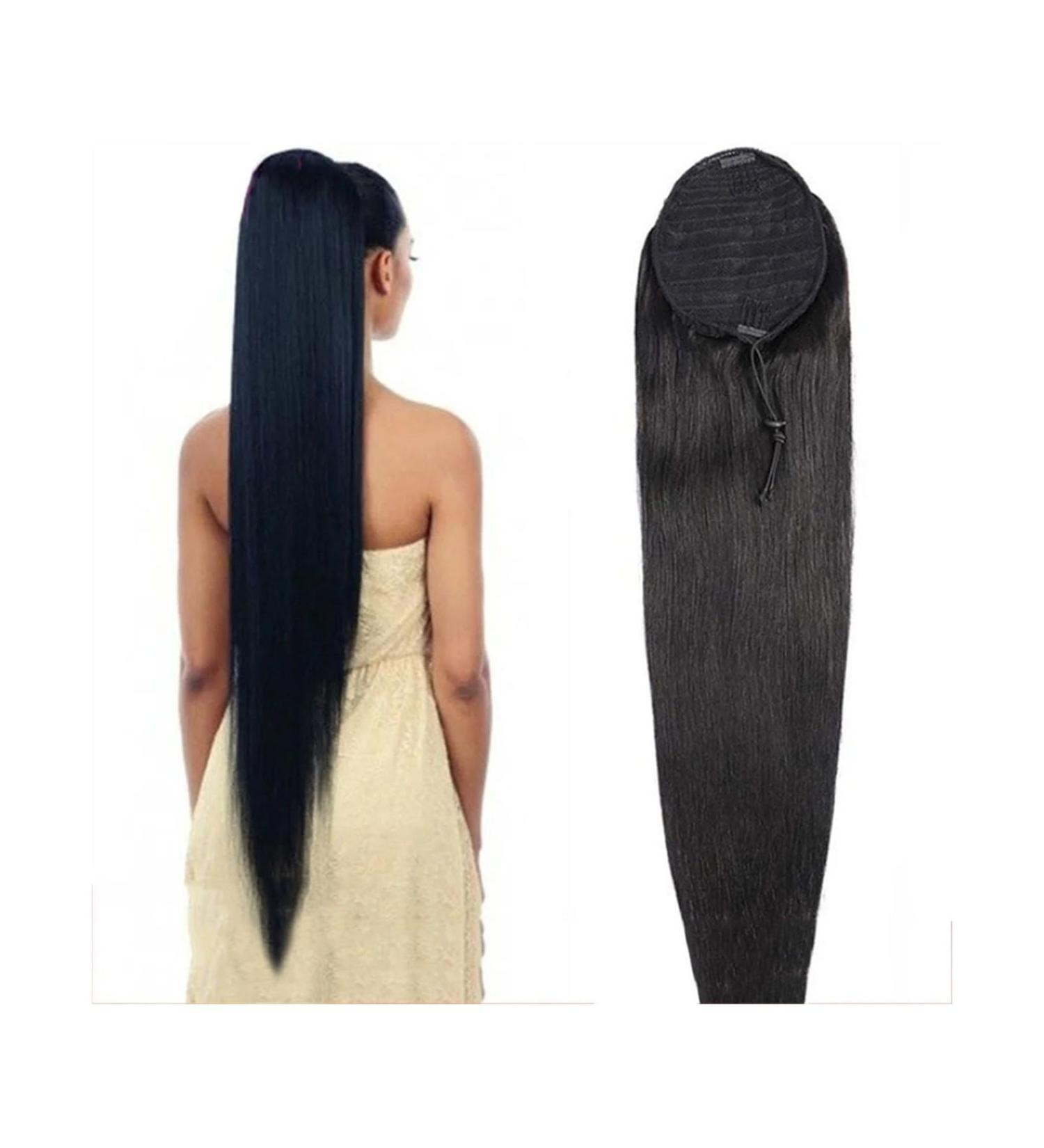 Hair Extensions Ponytail 8-32" Human Hair Ponytail Extension Long Straight Drawstring Ponytail Natural Black Brazilian Hair Pony Tails Clip in Straight Hair Pieces for Women Natural Synthetic Hairp 150g 30inches - Buy Online on GoSupps.com