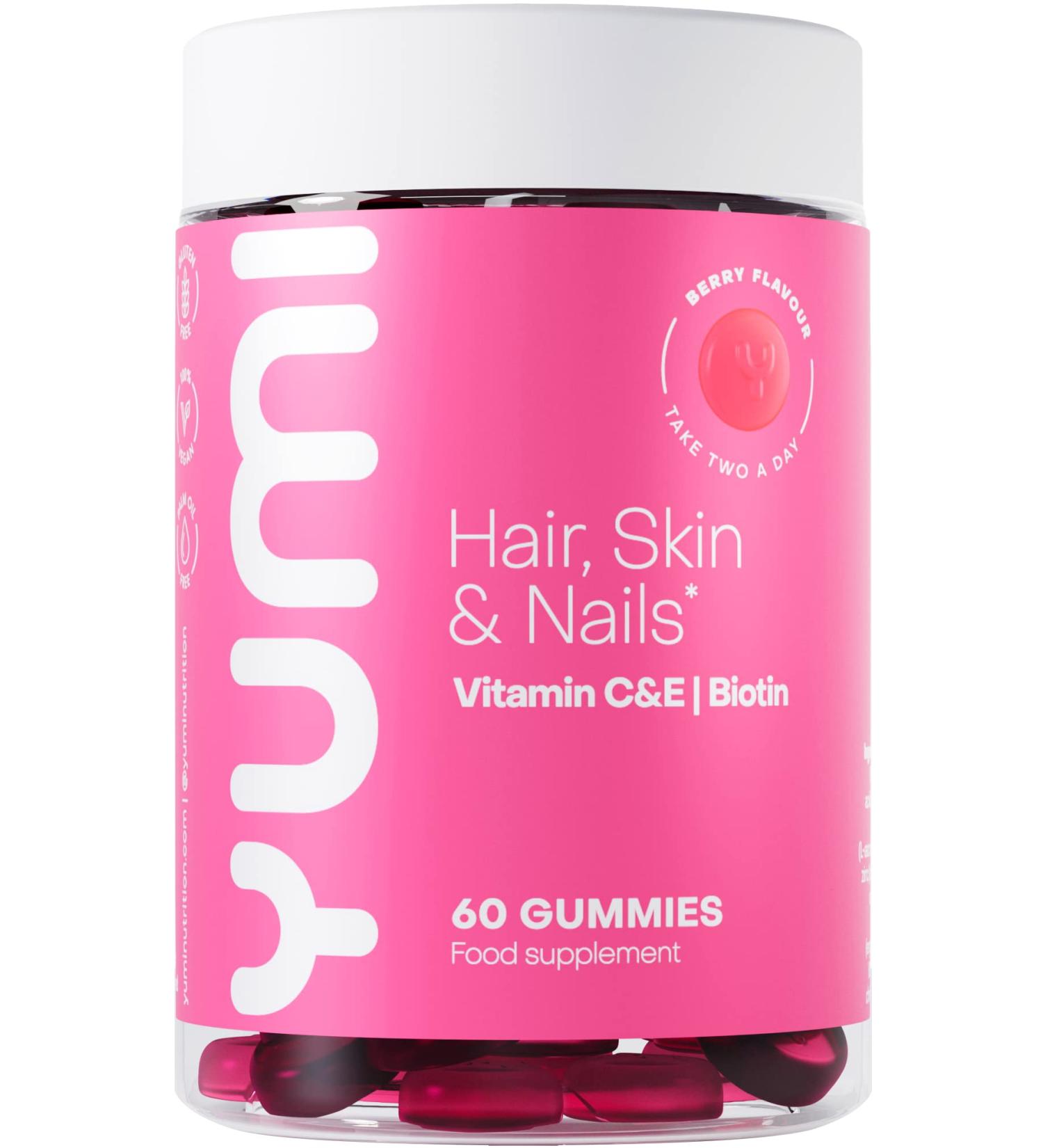 Biotin Gummies for Hair, Skin & Nails | 5000MCG with Essential Vitamins & Minerals | Hair Growth, Nail Strengthener & Skin Support | 60 Vegan Gummies - Buy Online on GoSupps.com
