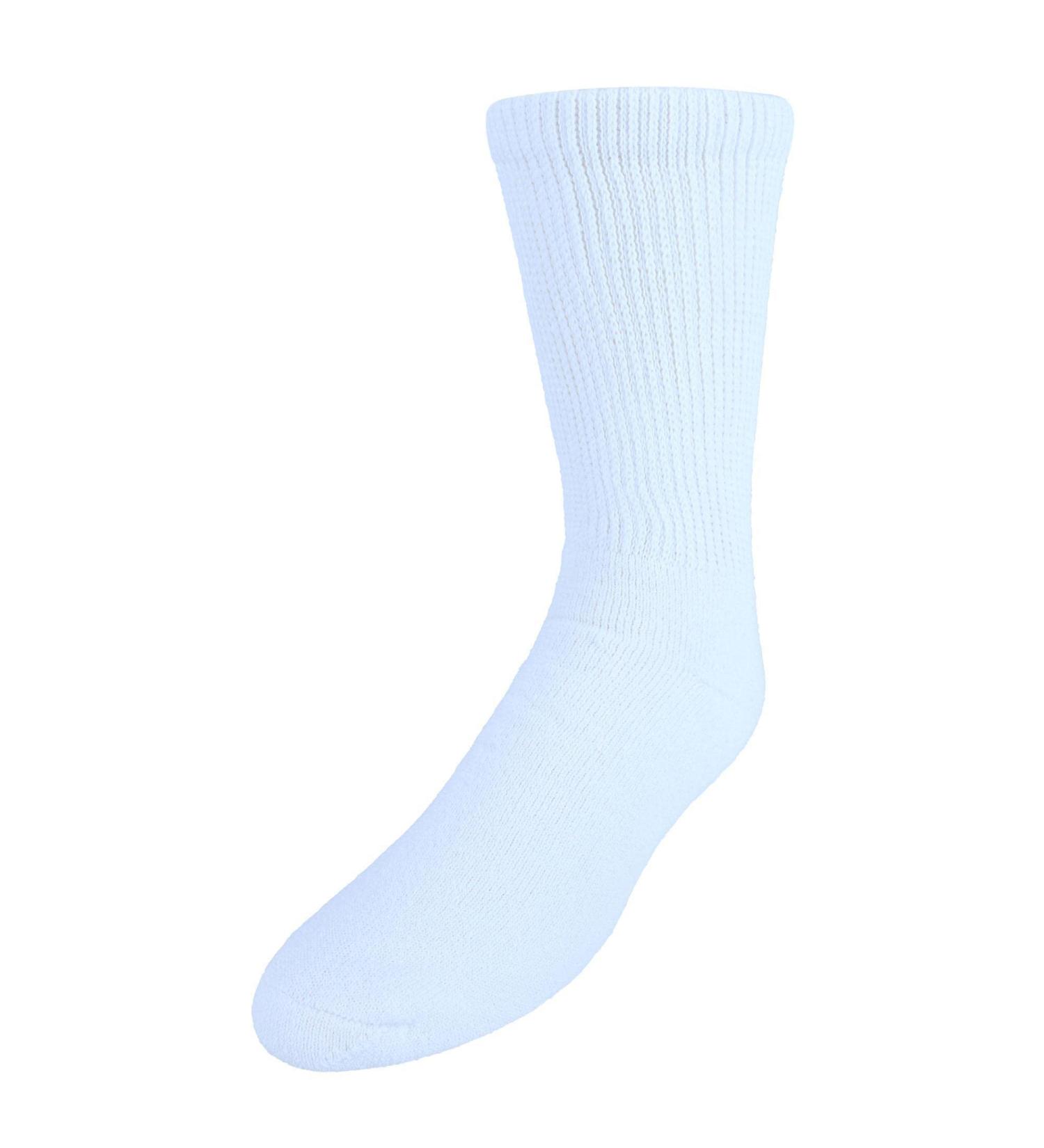 CTM  Men's Diabetic Crew Socks One Size White
