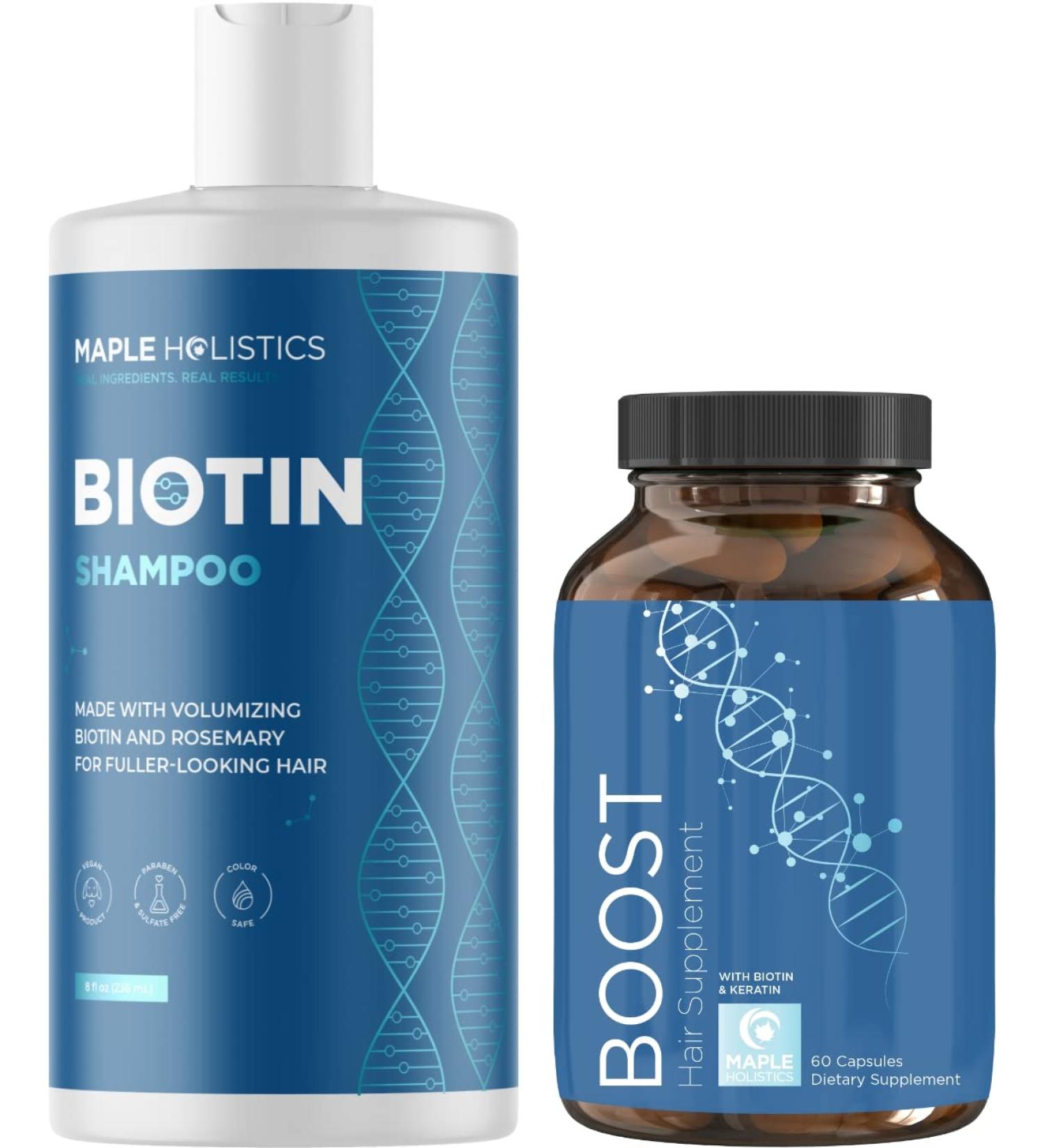 Biotin Vitamins & Sulfate-Free Shampoo for Thinning Hair | Volumizing Formula with Keratin, Rosemary & Tea Tree Oil | For Men & Women | Promotes Hair Growth & Skin Health - Buy Online on GoSupps.com