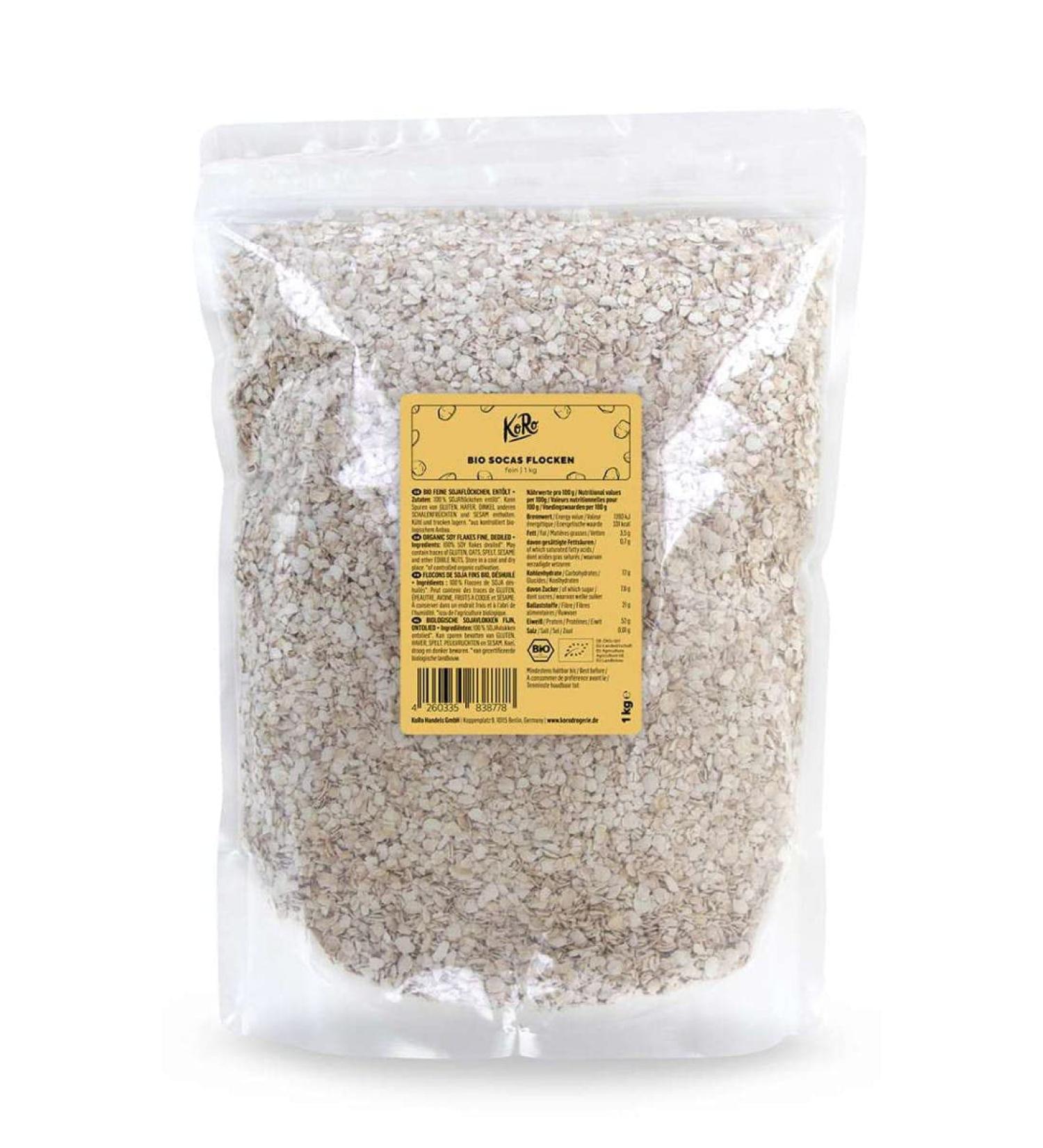  KoRo KoRo - Organic Fine SOCAS Flakes 1 KG - Large pack of protein-rich flakes - Source of plant-based protein - Buy Online on GoSupps.com
