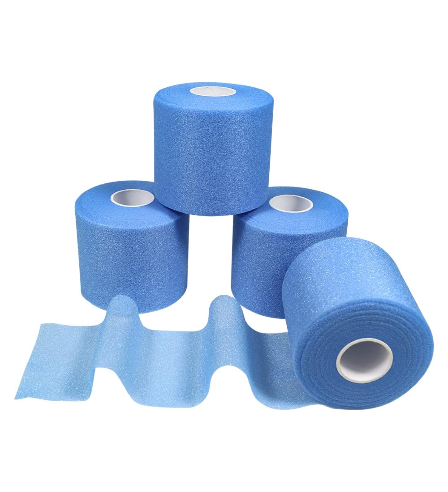 Qigui 4 Rollen Athletic Tape - Foam Underwrap Bandage for Ankle Wrist Hands Elbow & Knees - 7cm x 27m - Skin Injury Protection No Adhesive Residues (Blue) - Buy Online on GoSupps.com