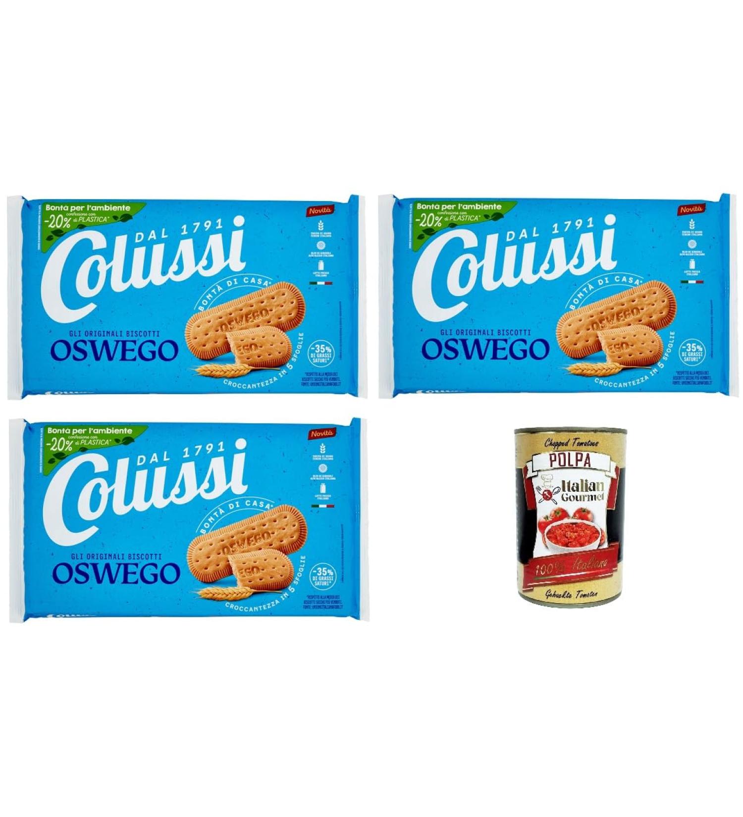 Italian Gourmet E.R. Colussi Gli Originali Biscotti OSVEGO Set of 3 Cookies Osvego 500 g + Italian Gourmet Tomato Pulp 400 g Tin - Buy Online on GoSupps.com