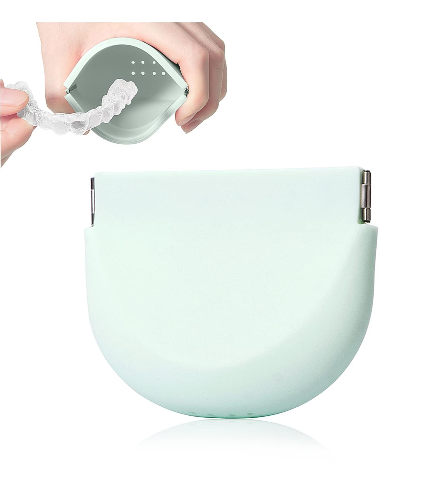 2023 Upgraded Retainer Case | Denture & Aligner Cleaner | Food Grade Silicone | Vent Holes | Portable Orthodontic Mouth Guard Case (Green) - Buy Online on GoSupps.com