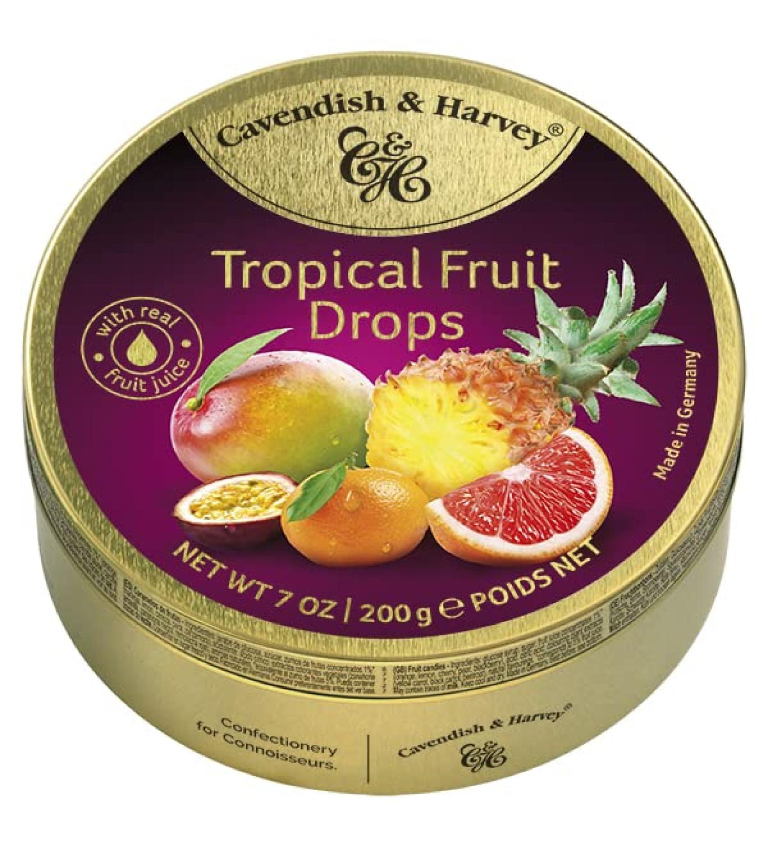 Cavendish & Harvey | Tropical Hard Candy Drops | 7 Ounce Tin
