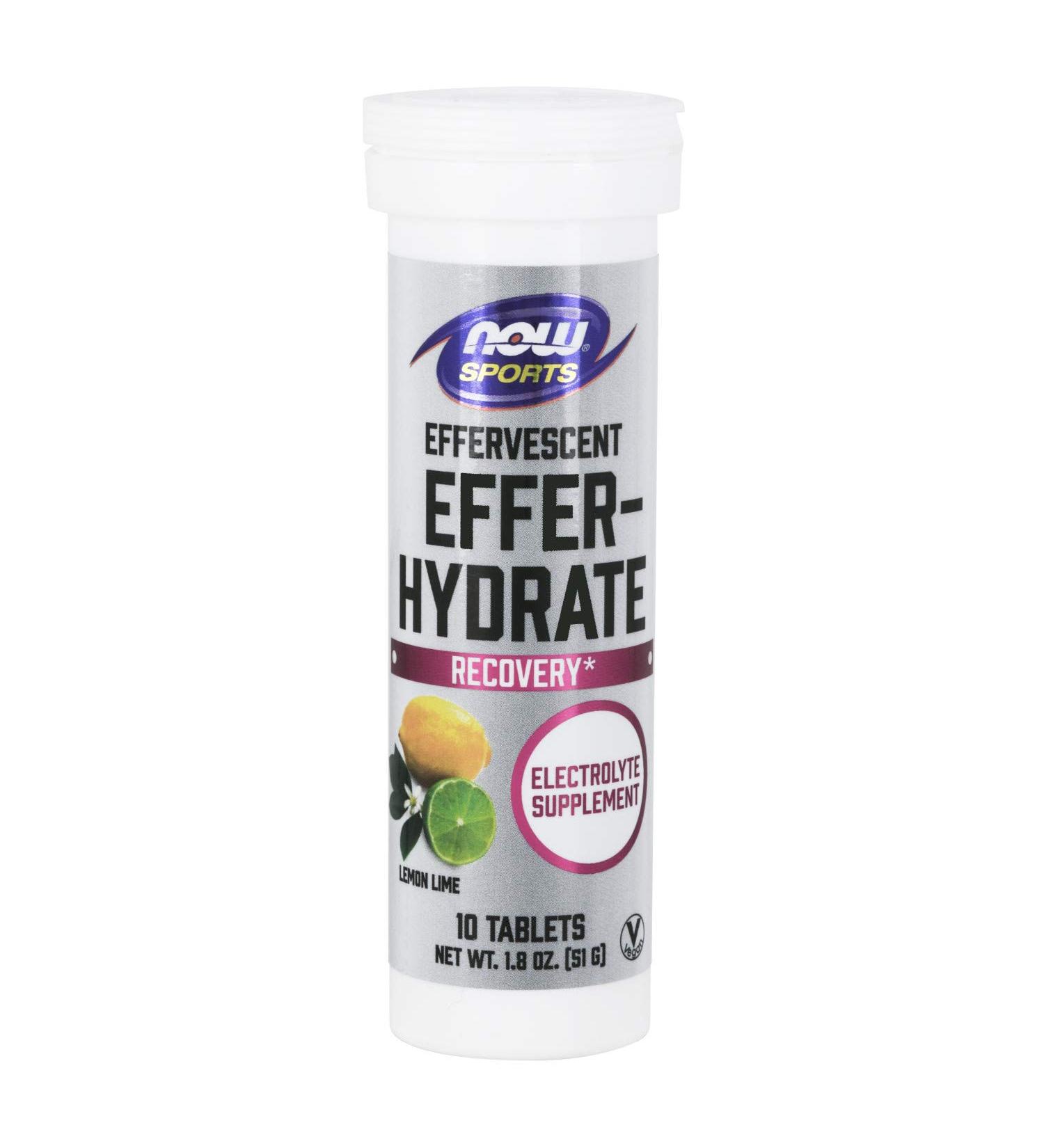 Now Foods Sports Effer-Hydrate Lemon Lime Tablets - Electrolyte Drink Mix 10 Tablets (1.8 oz) - Buy Online on GoSupps.com
