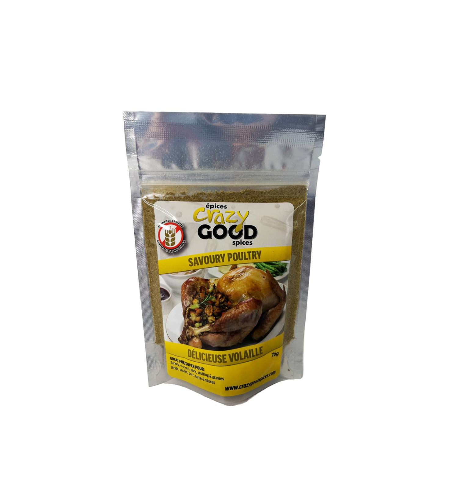 Crazy Good Spices Natural Essential Pack Certified Gluten Free From Natural Ingredients - 1 Count - Savoury Poultry - Volaille Sal e