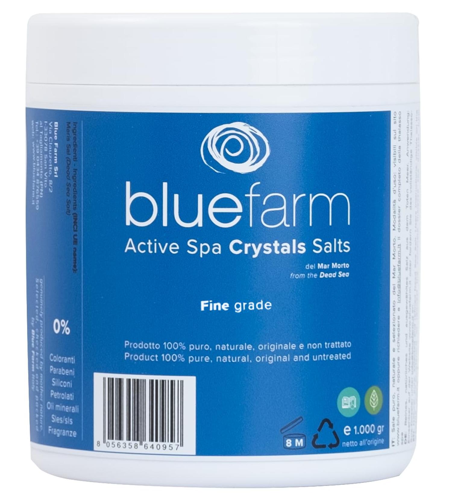 BLUE FARM | Active Spa Crystals Salts 1.000 gr: fine crystals of Dead Sea salts in vase - Buy Online on GoSupps.com