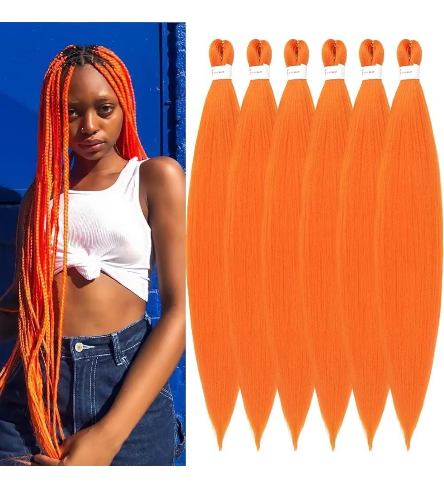 YDDM 26 Pre-Stretched Braiding Hair Extensions - 6 Packs Orange Jumbo Braids for Braid Art - Ideal Kunsthaar Hair Extensions - Buy Online on GoSupps.com