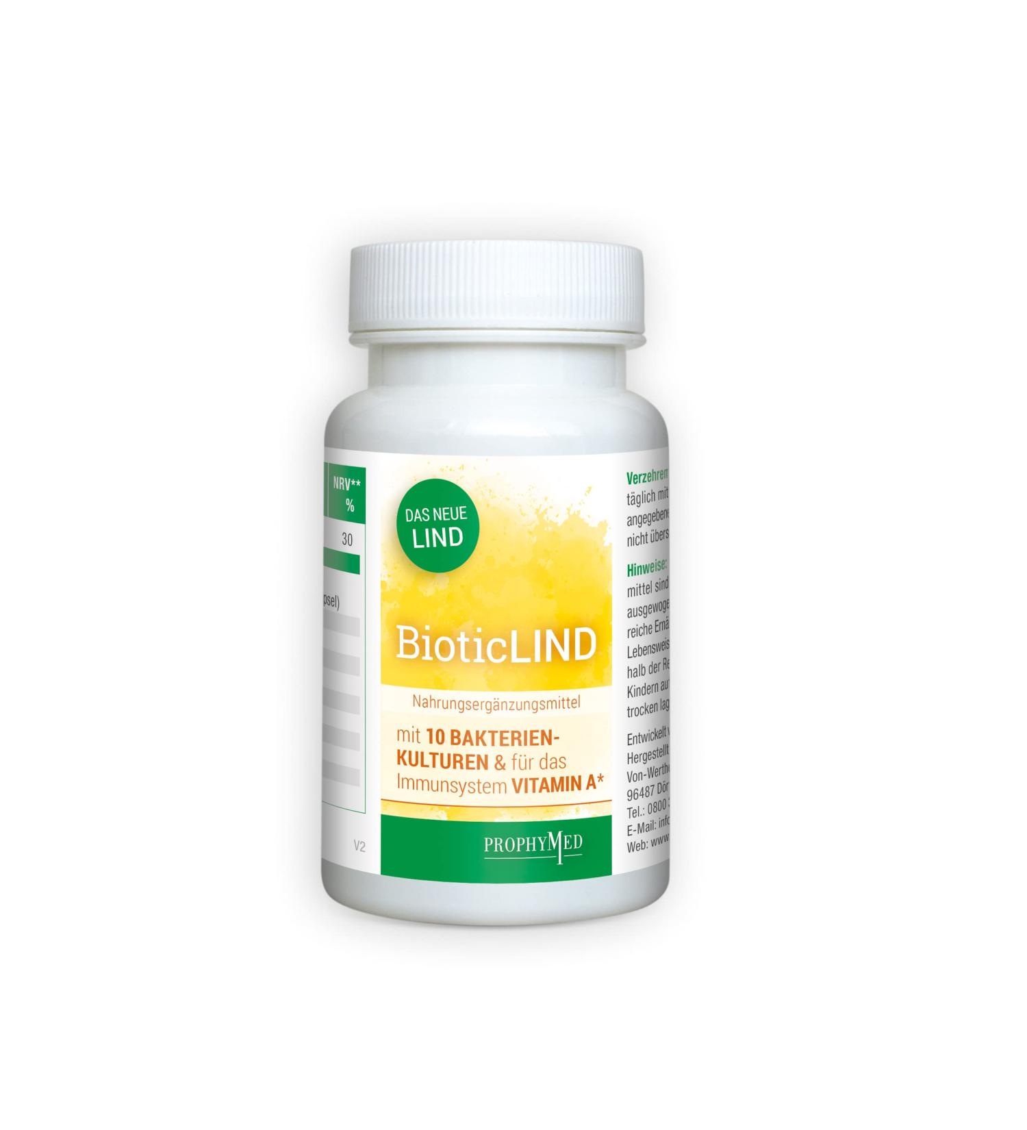 BioticLIND Probiotics for Immune Support - 60 Capsules with 10 Gut-Beneficial Cultures | High-Dose Intestinal Bacteria - Buy Online on GoSupps.com