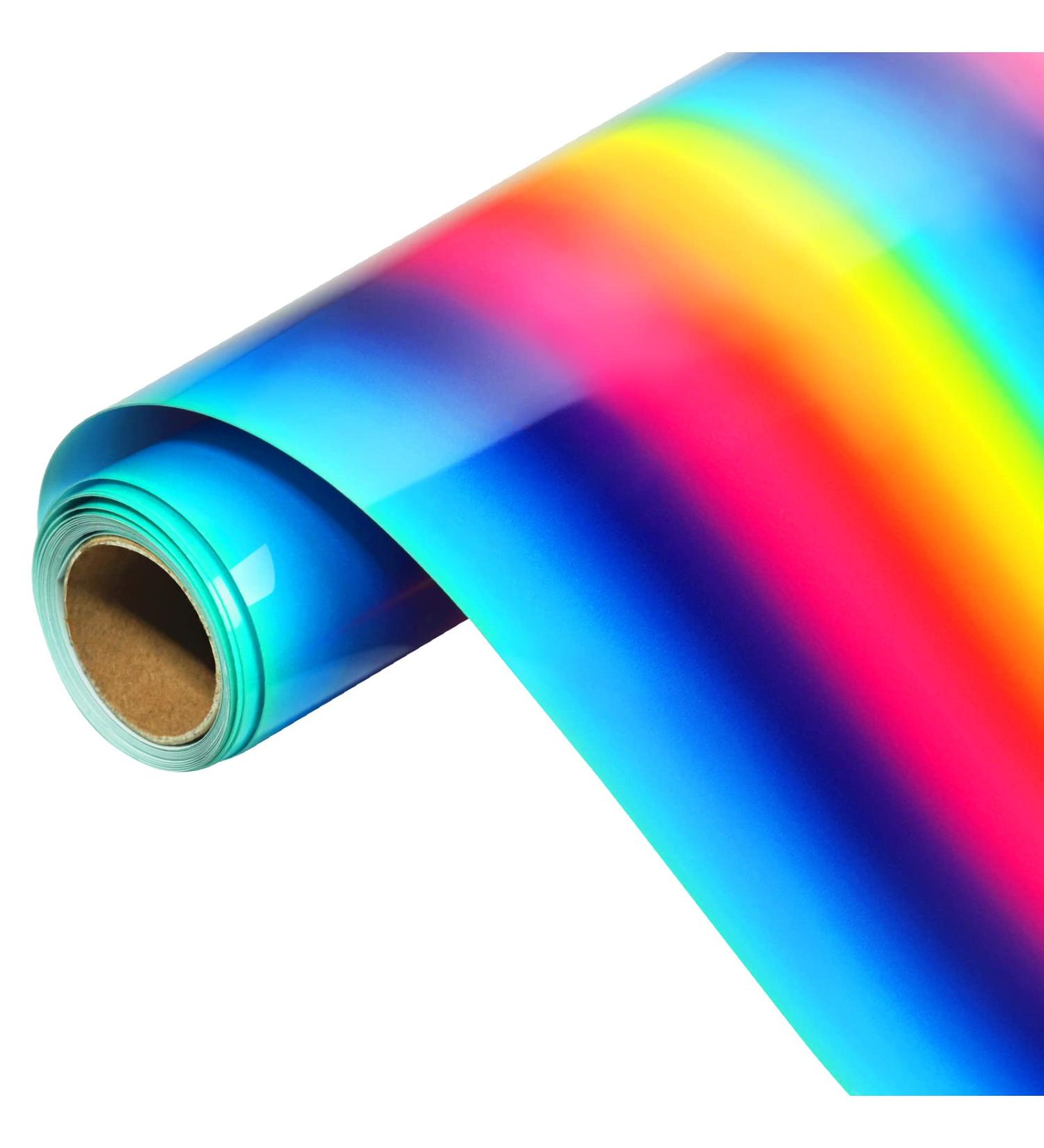 Gatichetta Heat Transfer Vinyl Roll  Gradient Rainbow Iron on HTV Vinyl 12" x 6FT  Smooth PU HTV for T-Shirts  Fabric  DIY Designs 12" x 6ft Pu Rainbow 01 - Buy Online on GoSupps.com