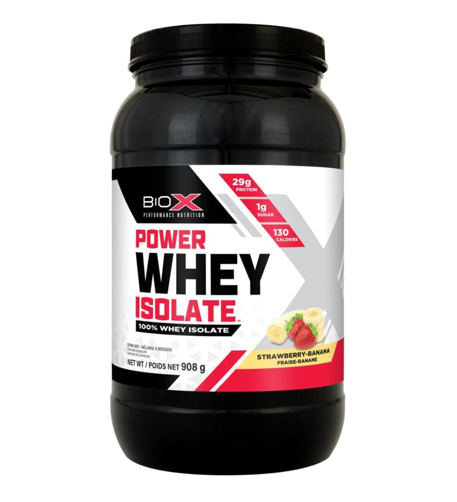 BioX Power Whey Isolate | 100% Ultra-Pure Whey Isolate Protein Powder | 29g Protein Per Serving Sugar Free Low Lactose & Low Carb Protein Powder | 26 Servings 2LB (Strawberry Banana) Strawberry-Banana 26 Servings (Pack of 1) - Buy Online on GoSupps.com