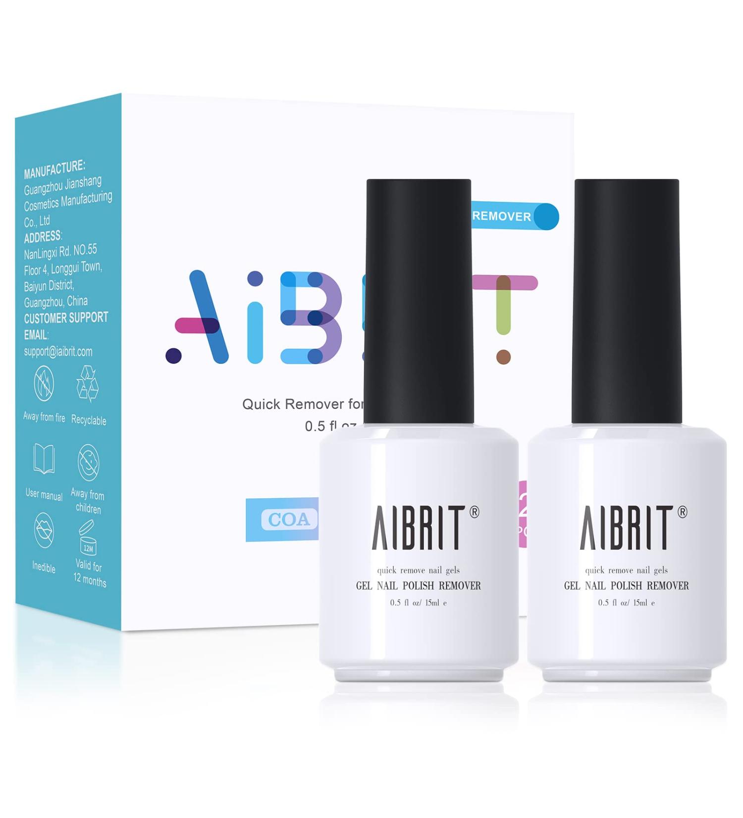 AIBRIT Gel Nail Polish Remover 2 Pack Set 0.5 fl oz./15ml - Quick & Easy Removal - Buy Online on GoSupps.com