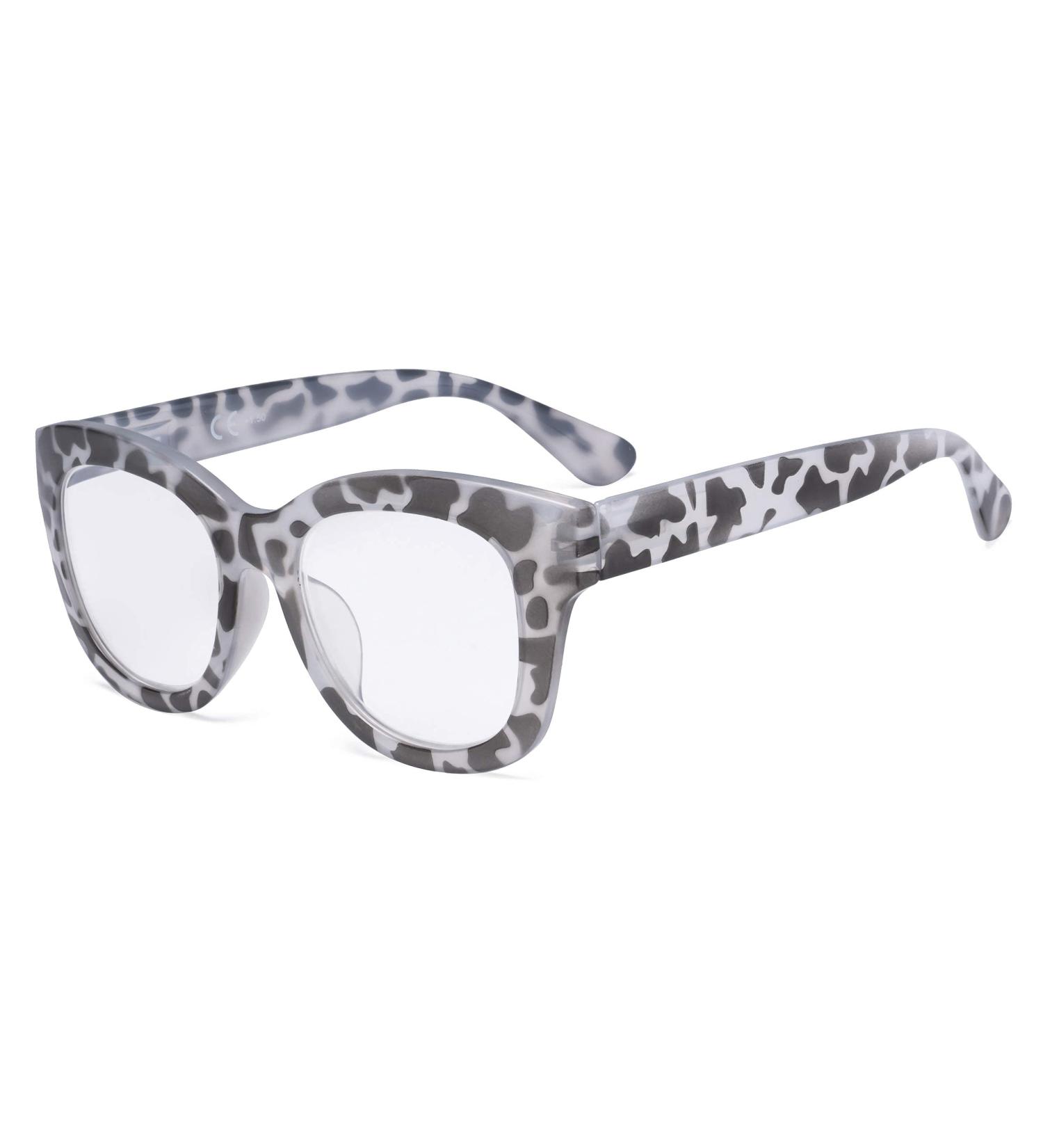 Eyekepper Oversized Retro Eyeglasses for Women - Grey/Tortoise Frame, 0.0 x Magnification - Buy Online on GoSupps.com