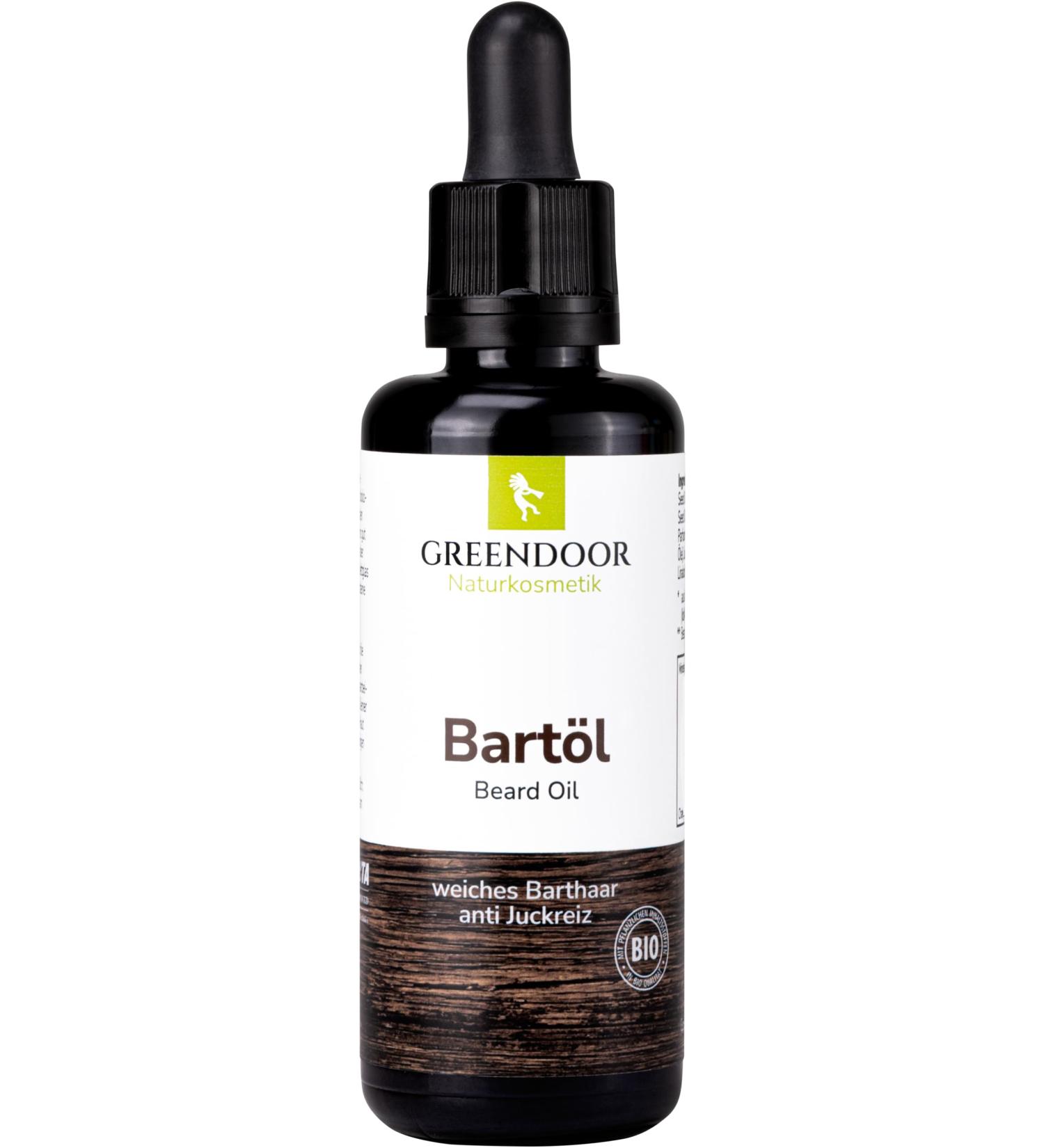 Premium Organic Beard Oil 50ml - Greenendoor | 100% Natural Vegan Care with Jojoba Sesame & Macadamia Oils | Glass Bottle with Pipette - Buy Online on GoSupps.com