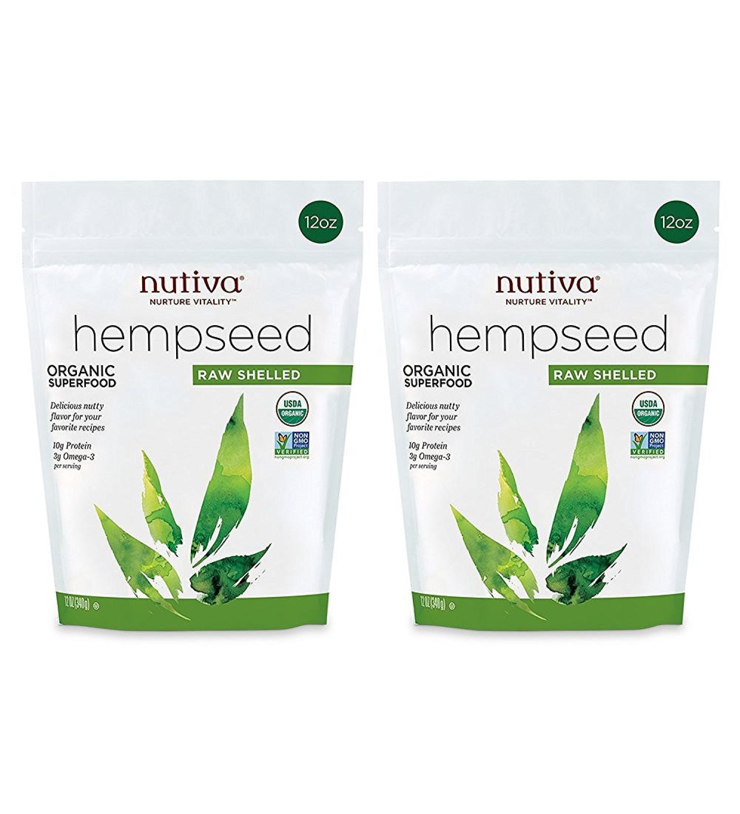 Nutiva Organic Raw Shelled Hempseed - Non-GMO Canadian Hemp - 12 oz (2 Pack) - Buy Online on GoSupps.com