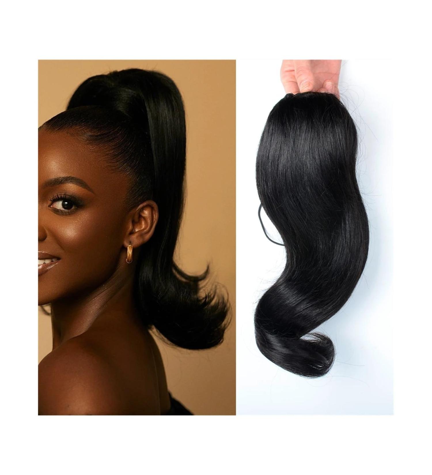 Ponytail Extension Straight Drawstring Ponytail Extension for Women Tail Warping Pony tail Hair Extainson Natural Black Brazilian Human Hair Ponytail Hair Pieces Ponytail Hairpiece for Women (Size : 14inch 100g - Buy Online on GoSupps.com