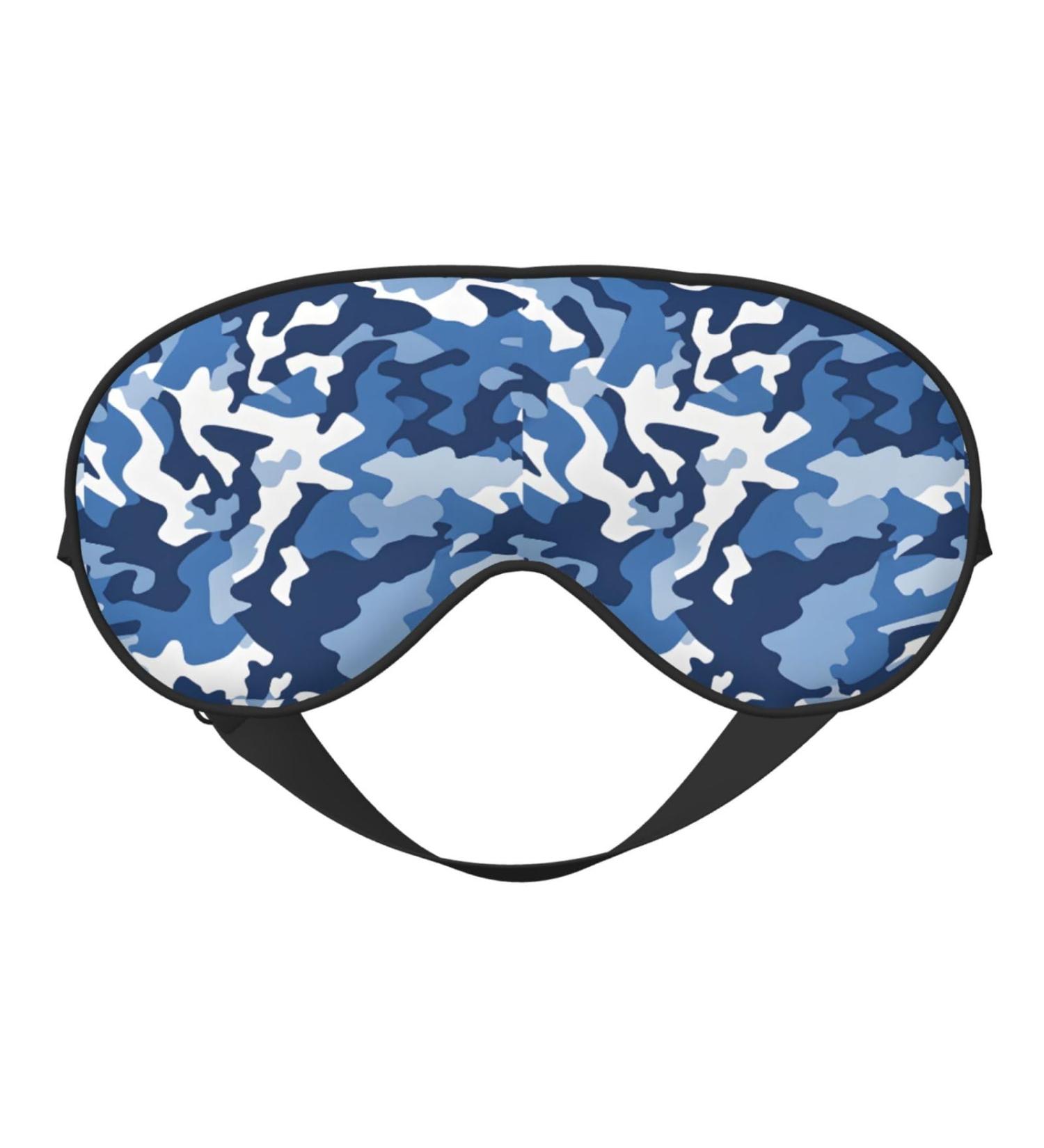 Blue Camo Sleep Mask Eye Cover for Better Sleep | Reusable Soft Blackout Eye Masks for Travel & Camping | Perfect Gift for Men & Women - Buy Online on GoSupps.com