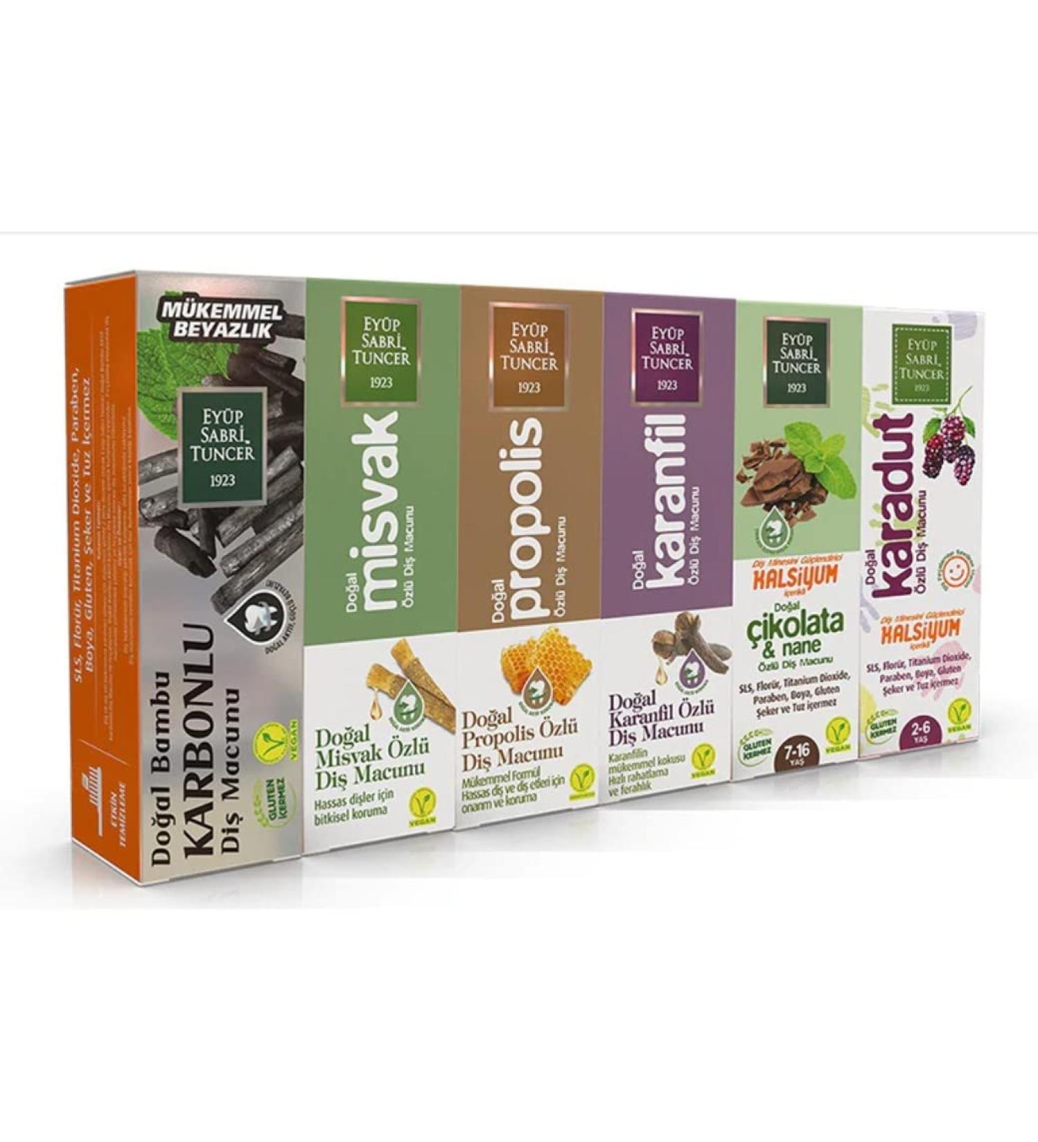 Eyup Sabri Tuncer Natural Vegan Tester Toothpaste - 7.5 ML - 6 Pieces Set