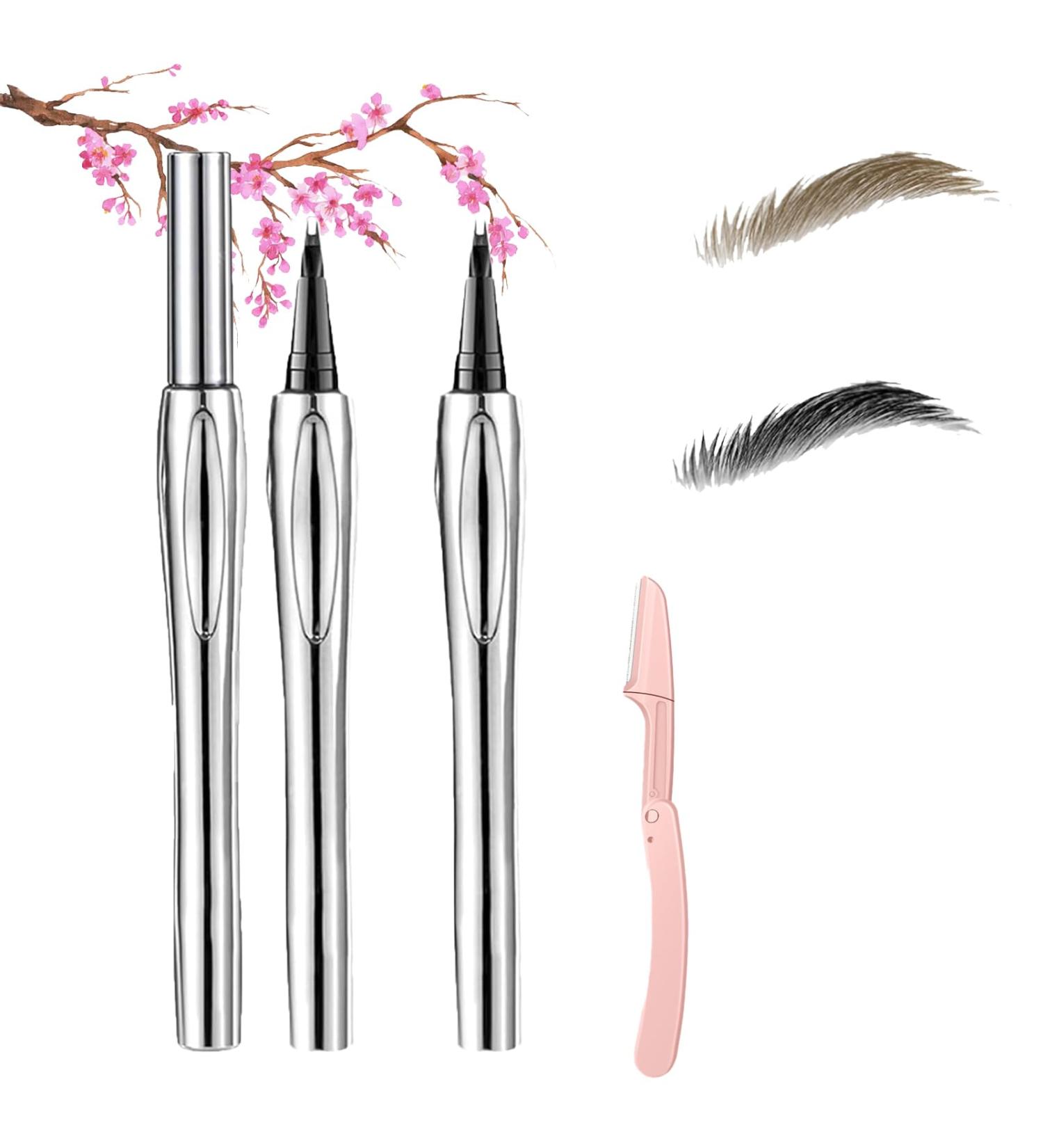 Cooklesa Eyebrow Natural Waterproof Eyebrow Pen with Microfine Tip Two-pronged Eyebrow Pencil Natural Brow Eyebrow Pen (01+03) - Buy Online on GoSupps.com