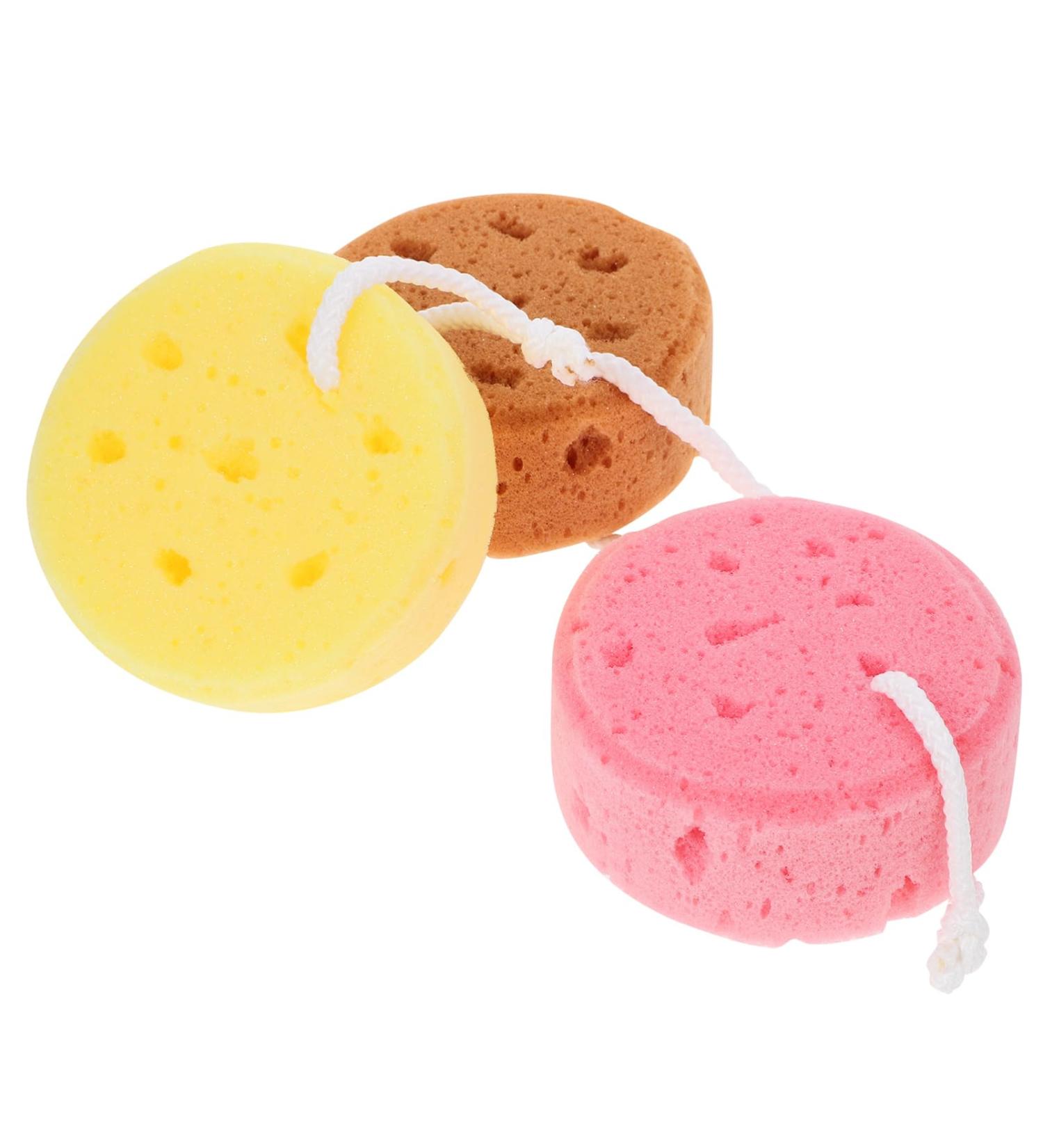 Zerodeko 3pcs Seaweed Bath Sponge - Exfoliating Body Scrubber & Portable Bath Ball - Perfect Shower Accessory | Assorted Colors - Buy Online on GoSupps.com