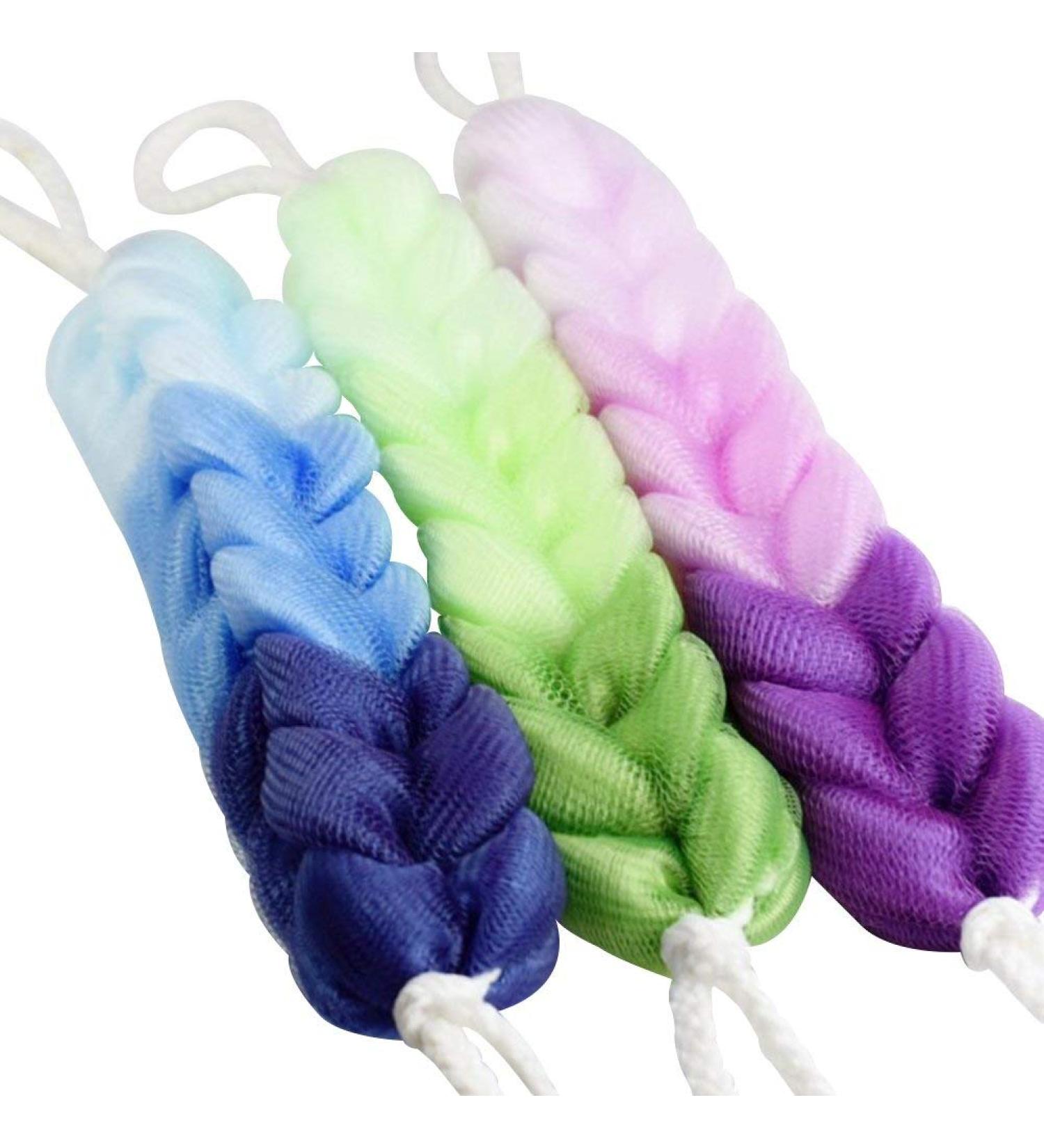 Bath Sponge and Soap Puff Set - 3 Pcs Shower Back Scrubber & Peeling Tool for Exfoliation - International Shipping Available - Buy Online on GoSupps.com