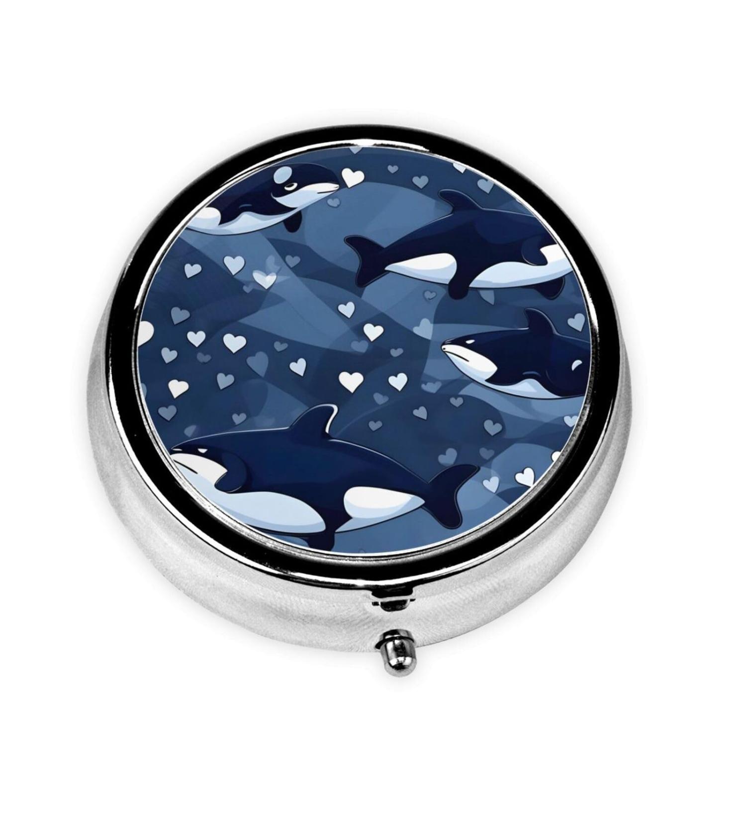 Blue Killer Whaleround Pill Box - 3 Compartment Travel Organizer | Portable Travel Pill Box for International Shipping - Buy Online on GoSupps.com