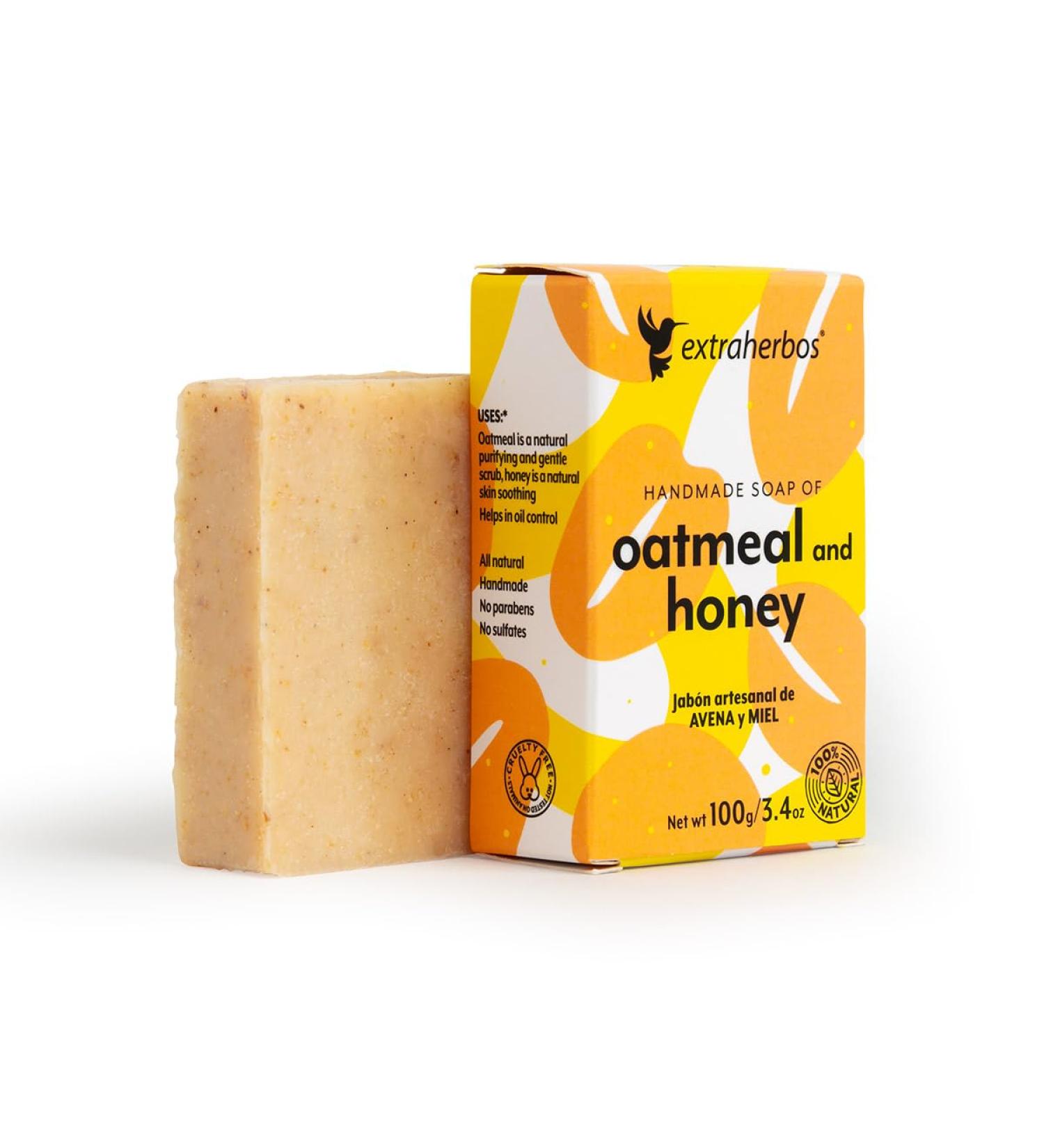 Handmade Oatmeal & Honey Soap | 100% Natural Exfoliating Bar for Sensitive & Mixed Skin | Soothes Irritations Softens Skin - 100g - Buy Online on GoSupps.com