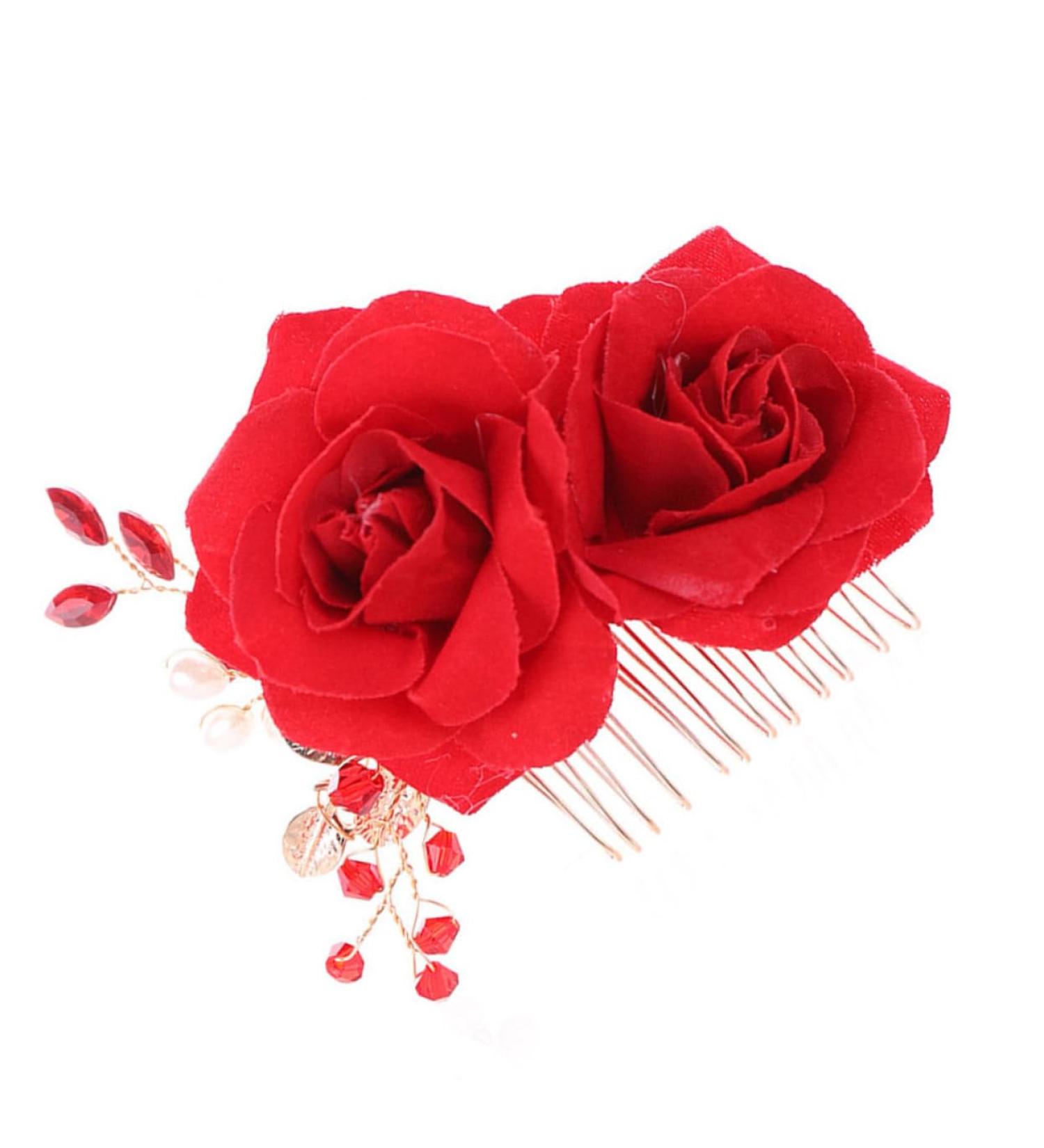 FRCOLOR Hair Comb lumae luminance Bridal rose headpiece Red hair comb garlands for decor bride hair clip Bride Hair Comb decorative hair combs Bridal Headdress Rose Hair Comb - Buy Online on GoSupps.com