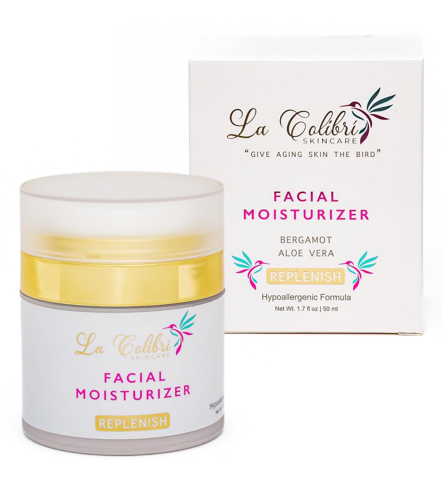 Natural Vegan Facial Moisturizer Bergamot Aloe & Jojoba Oil Hydrating & Soothing Travel Size with Airless Pump Minimizes Pores for All Skin Types - Buy Online on GoSupps.com