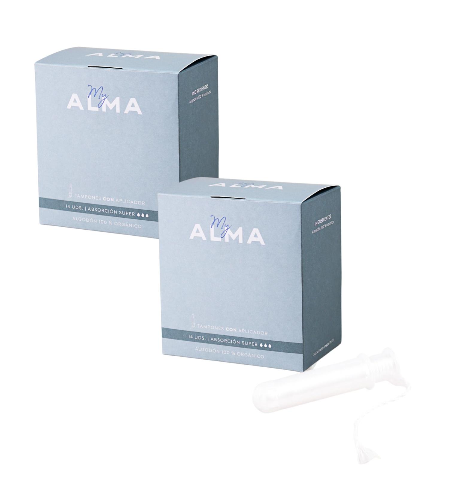 MyALMA Organic Tampons with Bio-Plastic Applicator - Super Absorption (9-12g) | Eco-Friendly Feminine Care - Buy Online on GoSupps.com