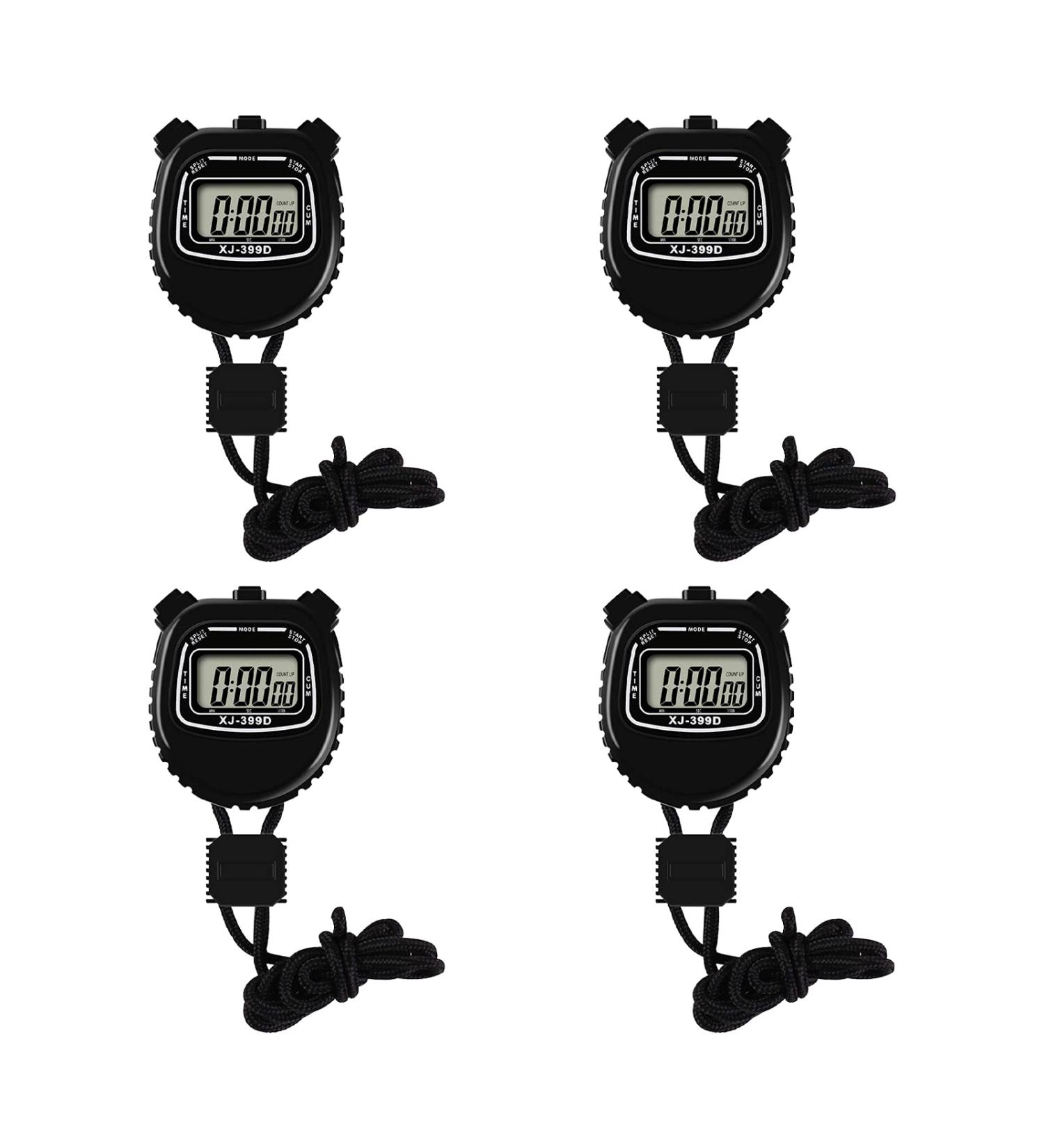 Sports Stopwatch Set - Digital Timers with Countdown Alarm, Large Display, Waterproof Design - Ideal for Coaches, Referees, and Kids - Pack of 4 - Buy Online on GoSupps.com
