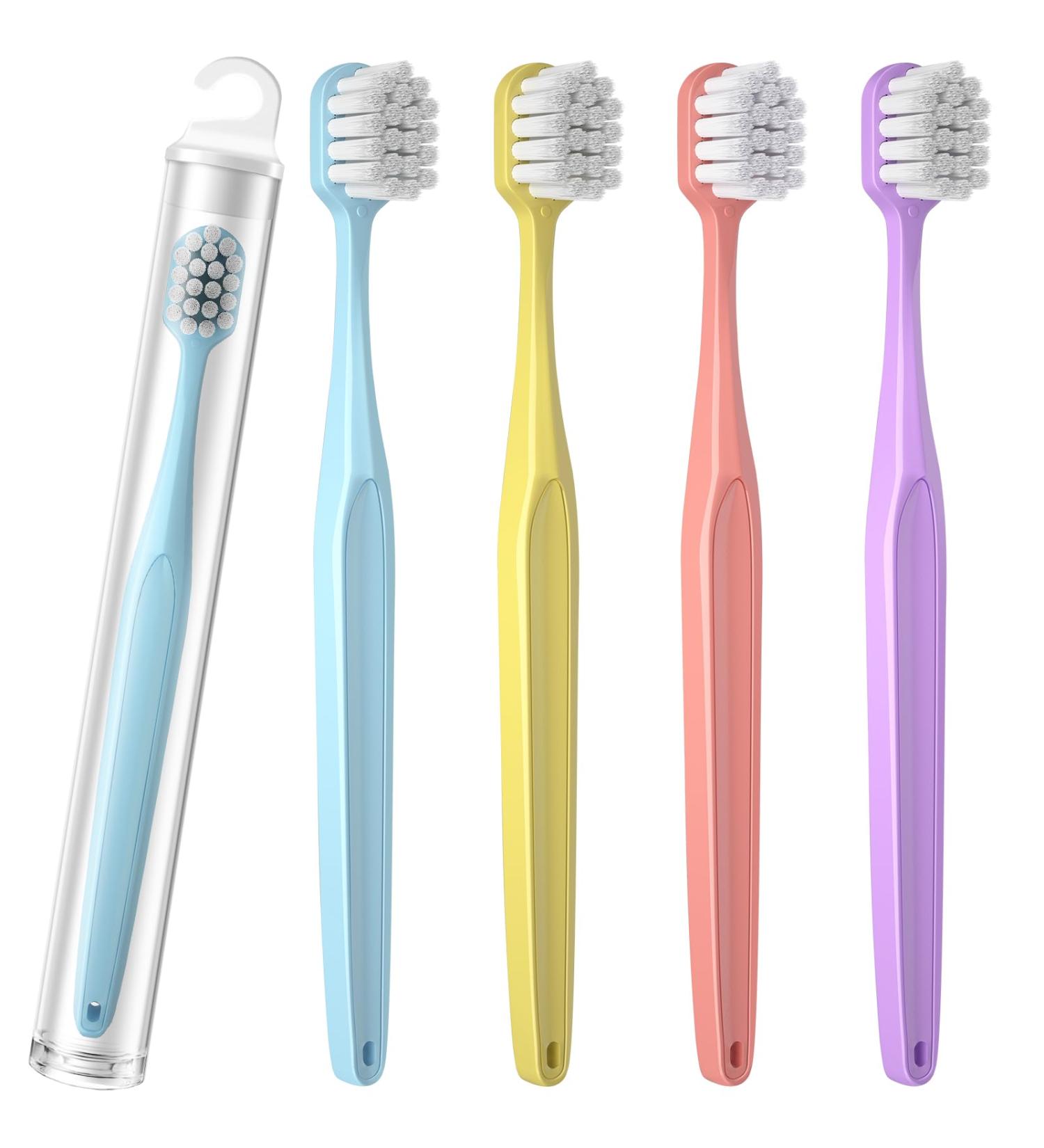 Extra Soft Bristle Toothbrushes - 10000 Nano Bristles Travel Case Included 4 Pack for Adults | Flossing & Comfort - Buy Online on GoSupps.com